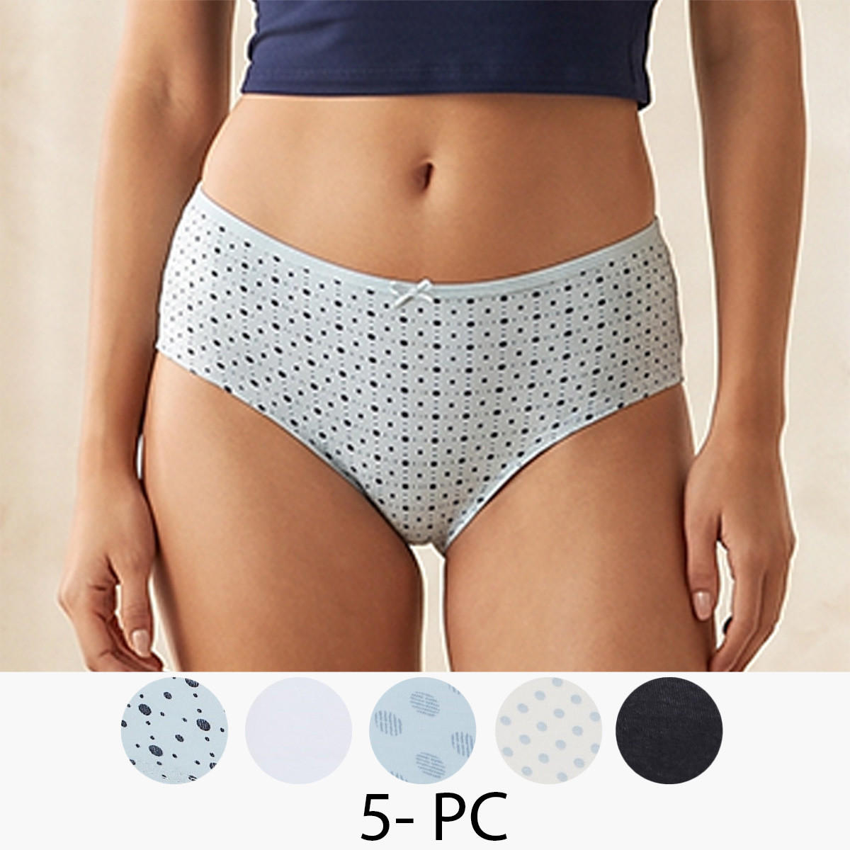 سراويل داخلية بتفصيلة فيونكة من سبلاش إنتيمتس - طقم من 5 قطع-women-clothing-plussize-lingerie-panties-image-1