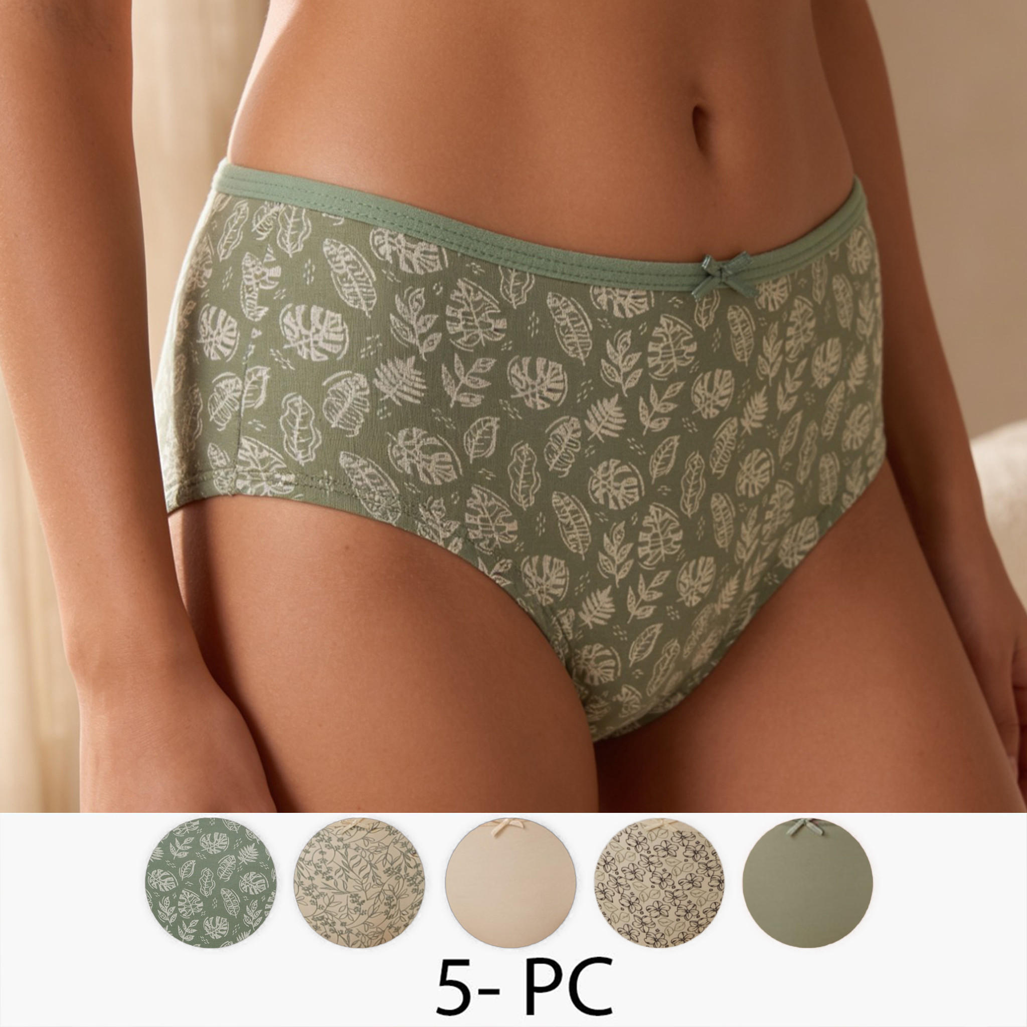 Set of 5 - Splash Intimates Briefs with Bow Detail-women-clothing-plussize-lingerie-panties-image-1