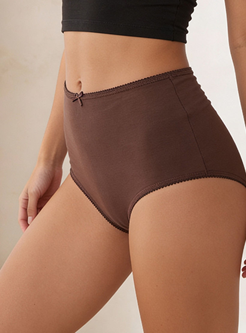 طقم سراويل داخلية كاملة بخصر مرتفع وزينة فيونكة من سبلاش إنتيميتس - 5 قطع-women-clothing-plussize-lingerie-panties-image-7