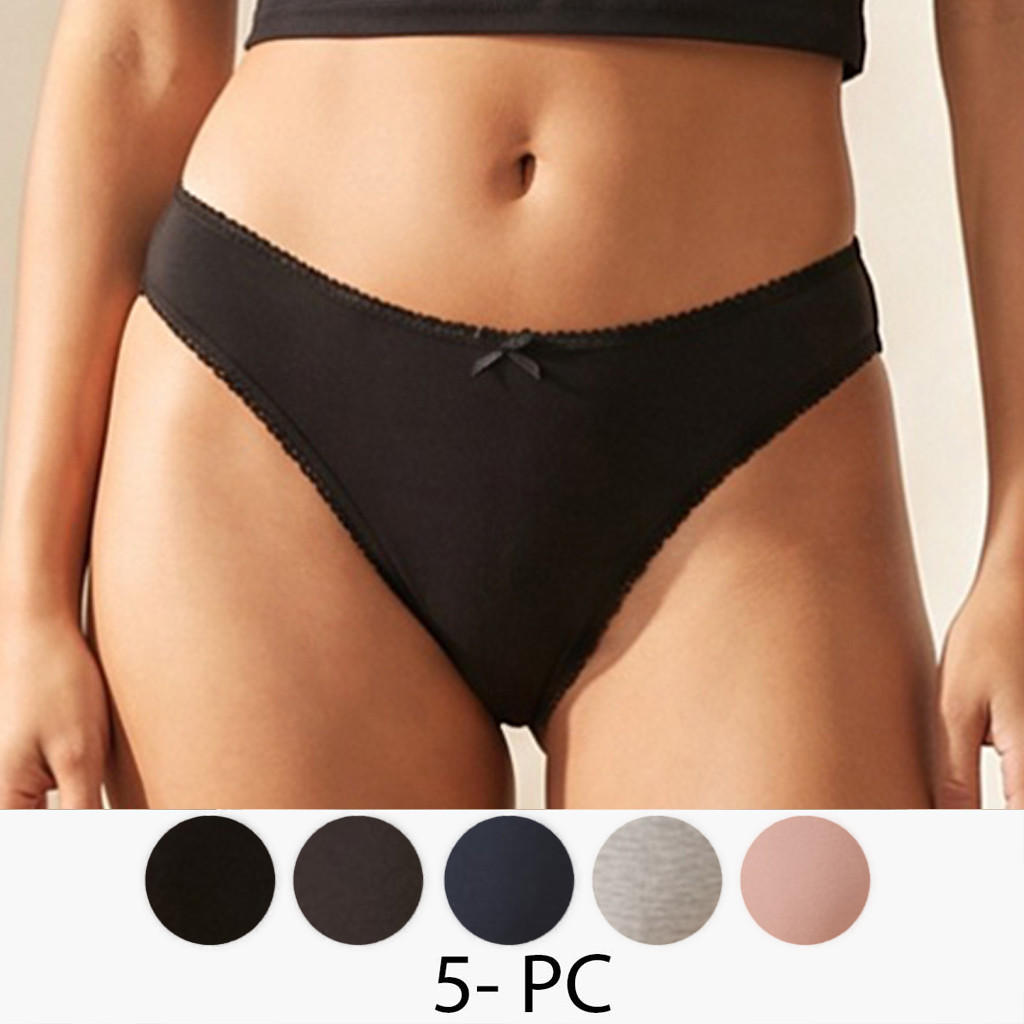 Set of 5 - Splash Intimates Bikini Briefs with Bow-women-clothing-plussize-lingerie-panties-image-1