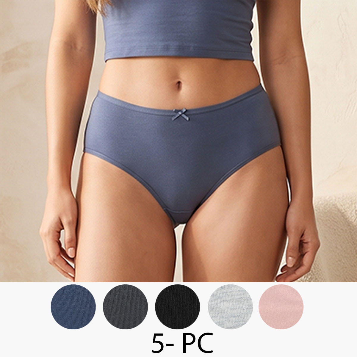 طقم سراويل داخلية بفيونكة 5 قطع من سبلاش إنتيميتس-women-clothing-plussize-lingerie-panties-image-1