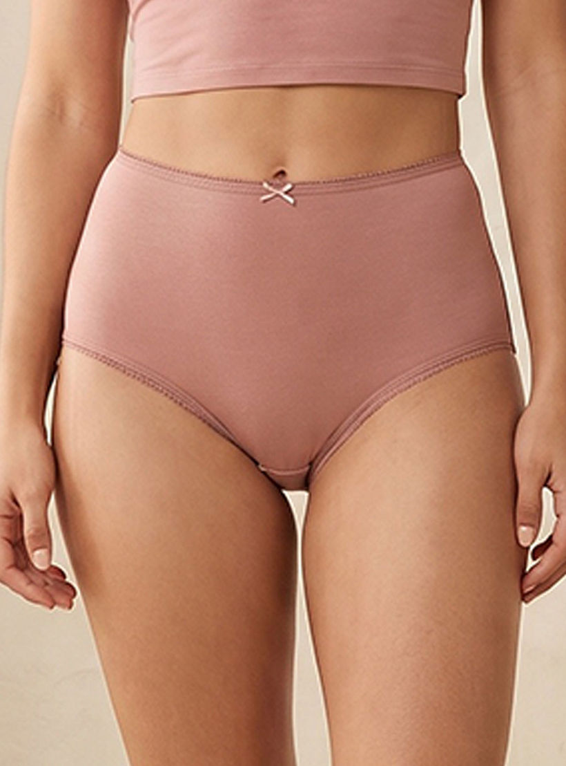 طقم من 5 - سراويل داخلية خصر عالي وتفاصيل فيونكة من سبلاش انتيميتس-women-clothing-plussize-lingerie-panties-image-4