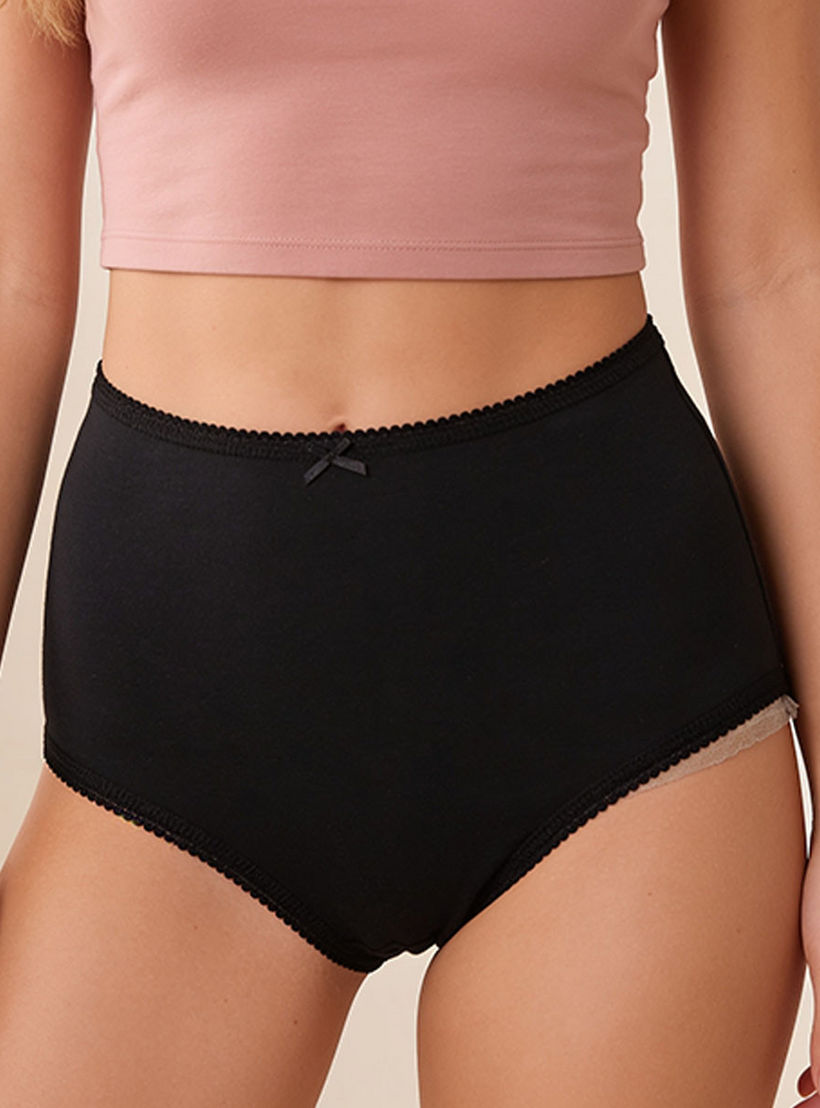 طقم من 5 - سراويل داخلية خصر عالي وتفاصيل فيونكة من سبلاش انتيميتس-women-clothing-plussize-lingerie-panties-image-8