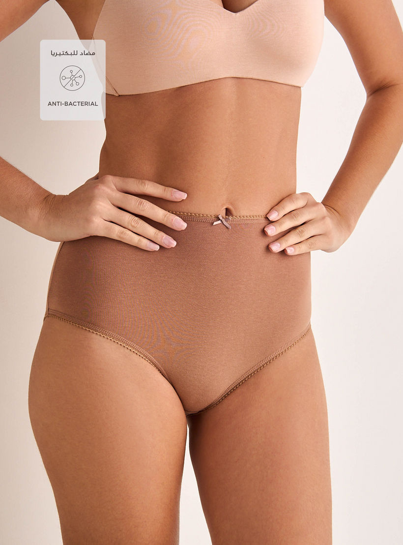 طقم سراويل كبقصة كاملة وخصر مرتفع وطبعات متنوعة من سبلاش إنتمتس - طقم 5 قطع-women-clothing-plussize-lingerie-panties-image-2