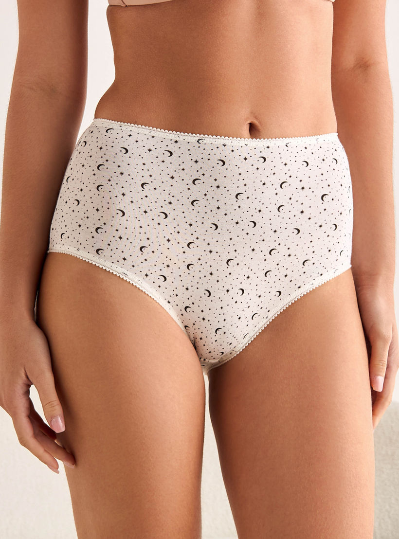 طقم سراويل كبقصة كاملة وخصر مرتفع وطبعات متنوعة من سبلاش إنتمتس - طقم 5 قطع-women-clothing-plussize-lingerie-panties-image-8