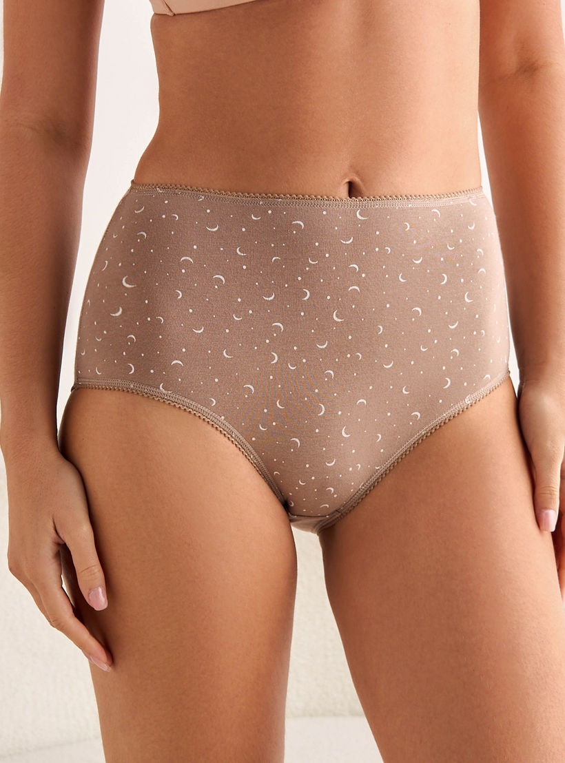 طقم سراويل كبقصة كاملة وخصر مرتفع وطبعات متنوعة من سبلاش إنتمتس - طقم 5 قطع-women-clothing-plussize-lingerie-panties-image-9