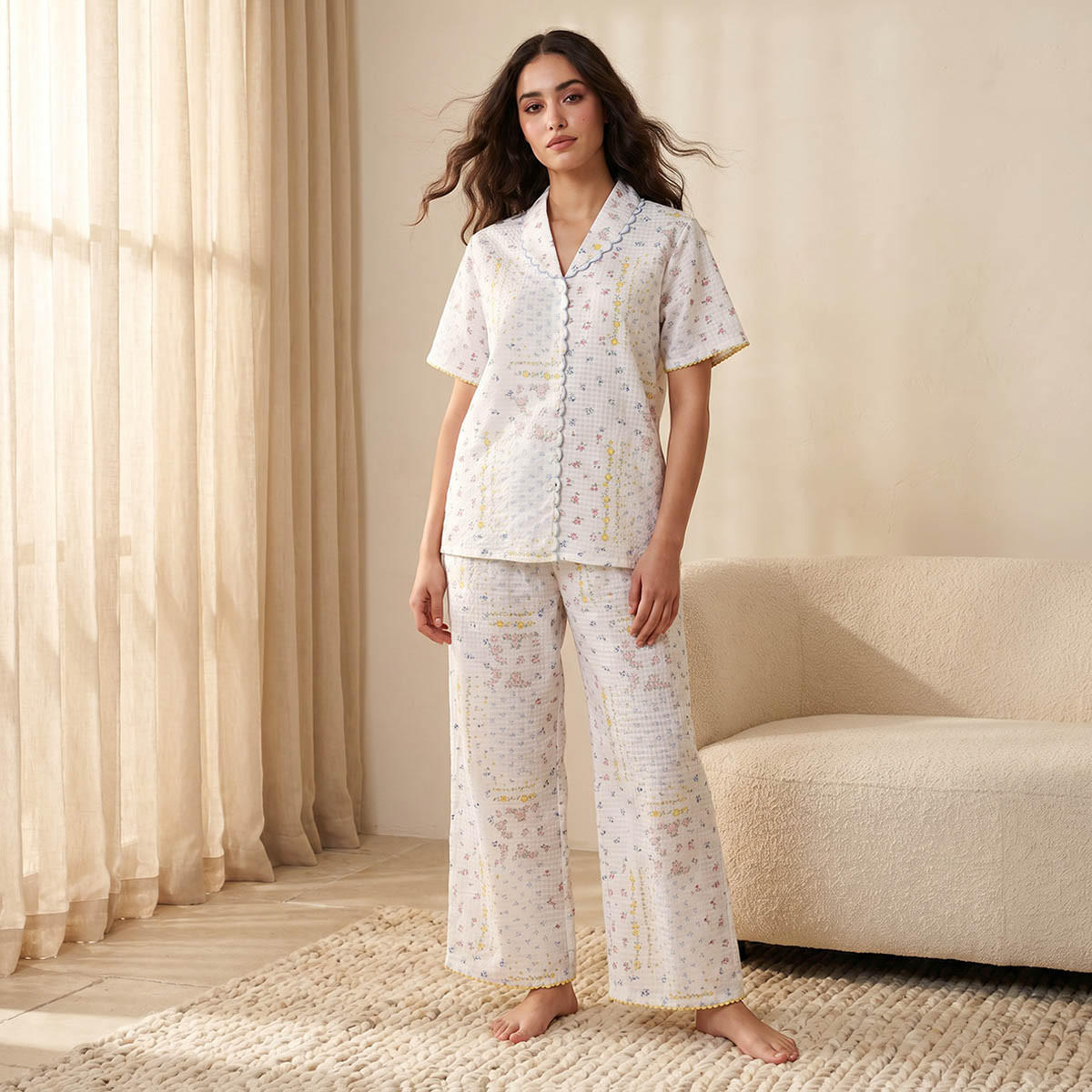 طقم بيجاما قميص وبنطلون إنتمتس من سبلاش-women-clothing-nightwear-pyjamas-longsets-image-1
