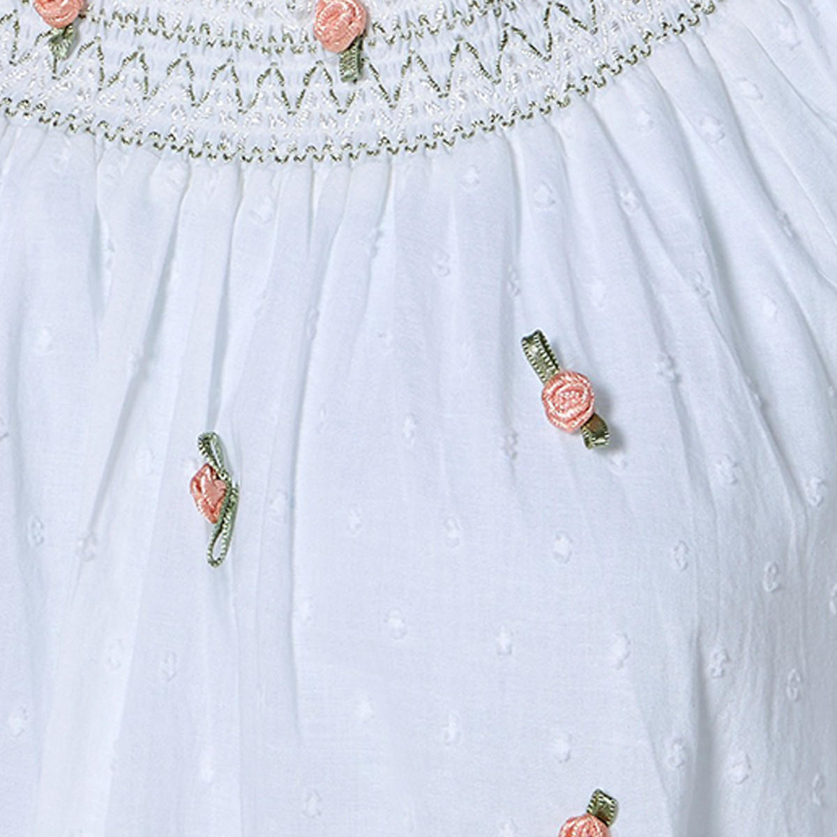 Maxi Length Night Dress 3/4 Sleeves Dobby Embroidered Cotton-women-clothing-nightwear-nighties-image-2