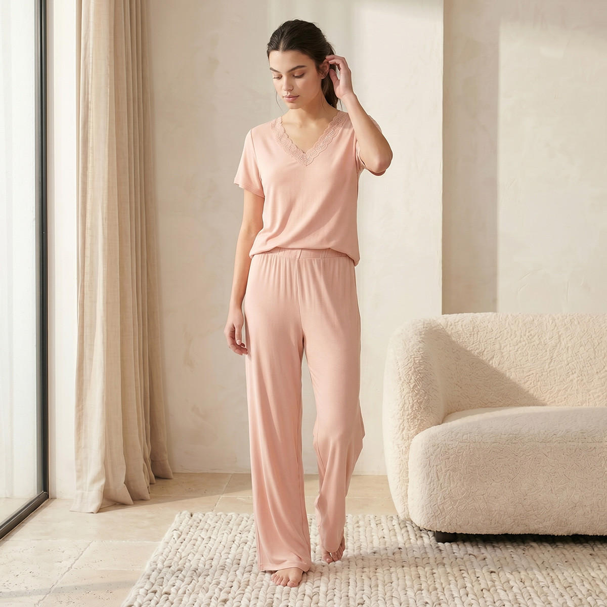 طقم بيجاما بنطلون وبلوزة من سبلاش إنتيميتس-women-clothing-nightwear-pyjamas-longsets-image-1