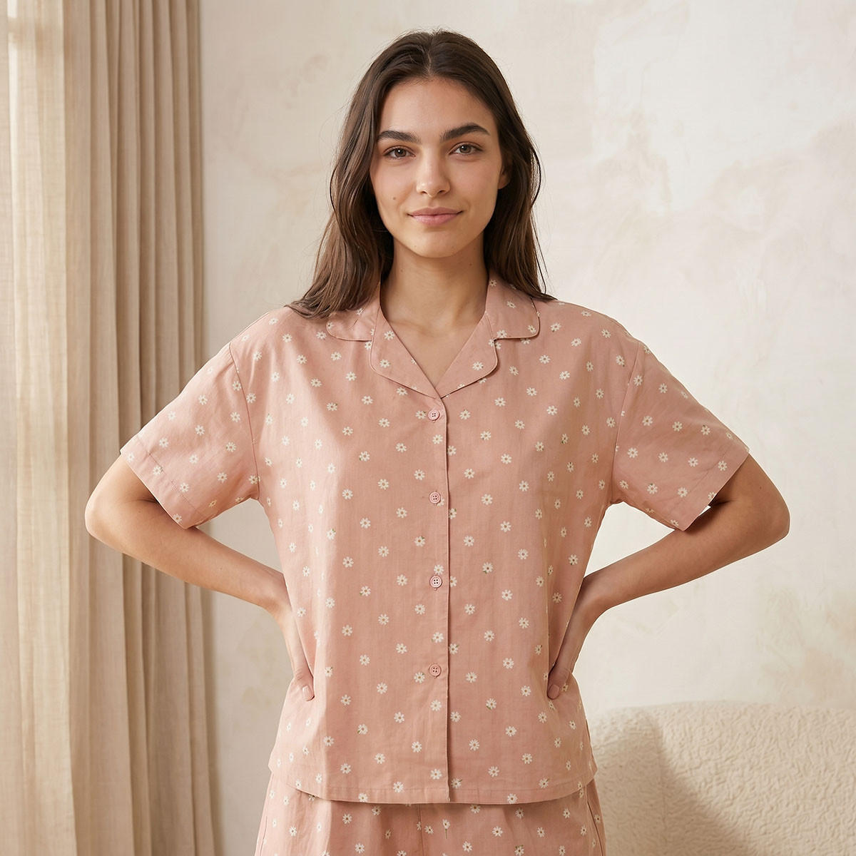 طقم بيجاما قميص وشورت فيسكوز بنقشة زهور من سبلاش انتيميتس-women-clothing-nightwear-pyjamas-shortsets-image-3