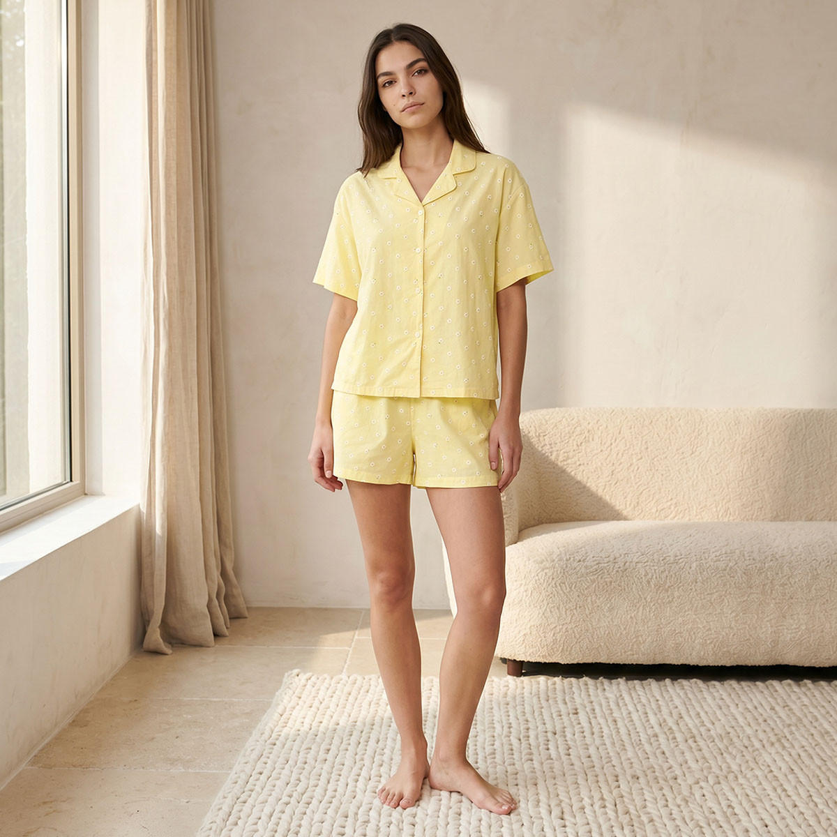طقم بيجاما قميص وشورت فيسكوز بنقشة زهور من سبلاش انتيميتس-women-clothing-nightwear-pyjamas-shortsets-image-1