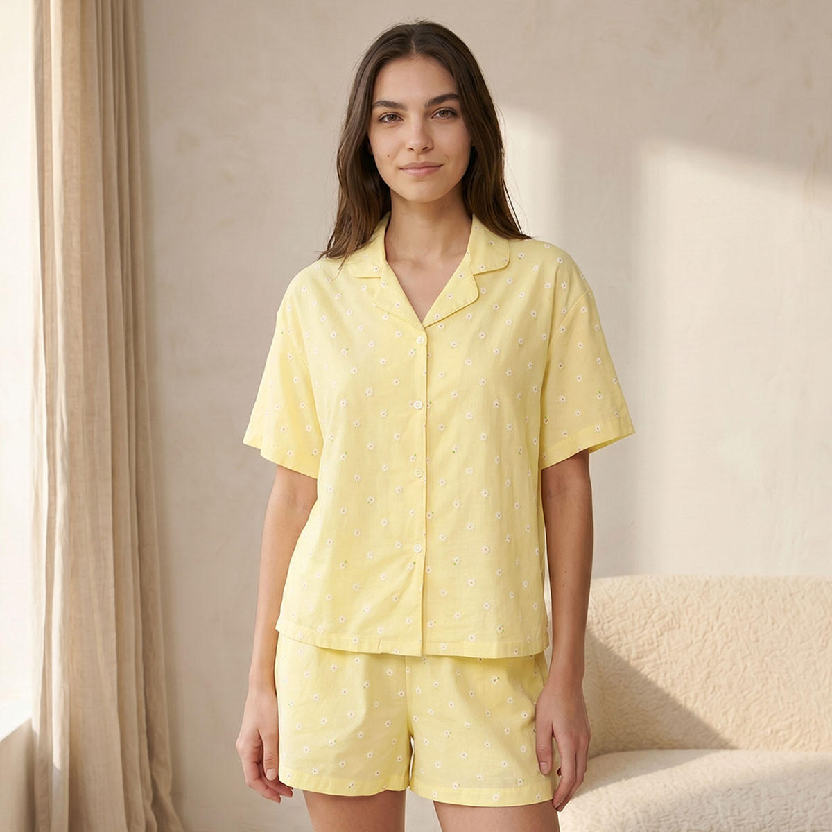 طقم بيجاما قميص وشورت فيسكوز بنقشة زهور من سبلاش انتيميتس-women-clothing-nightwear-pyjamas-shortsets-image-3