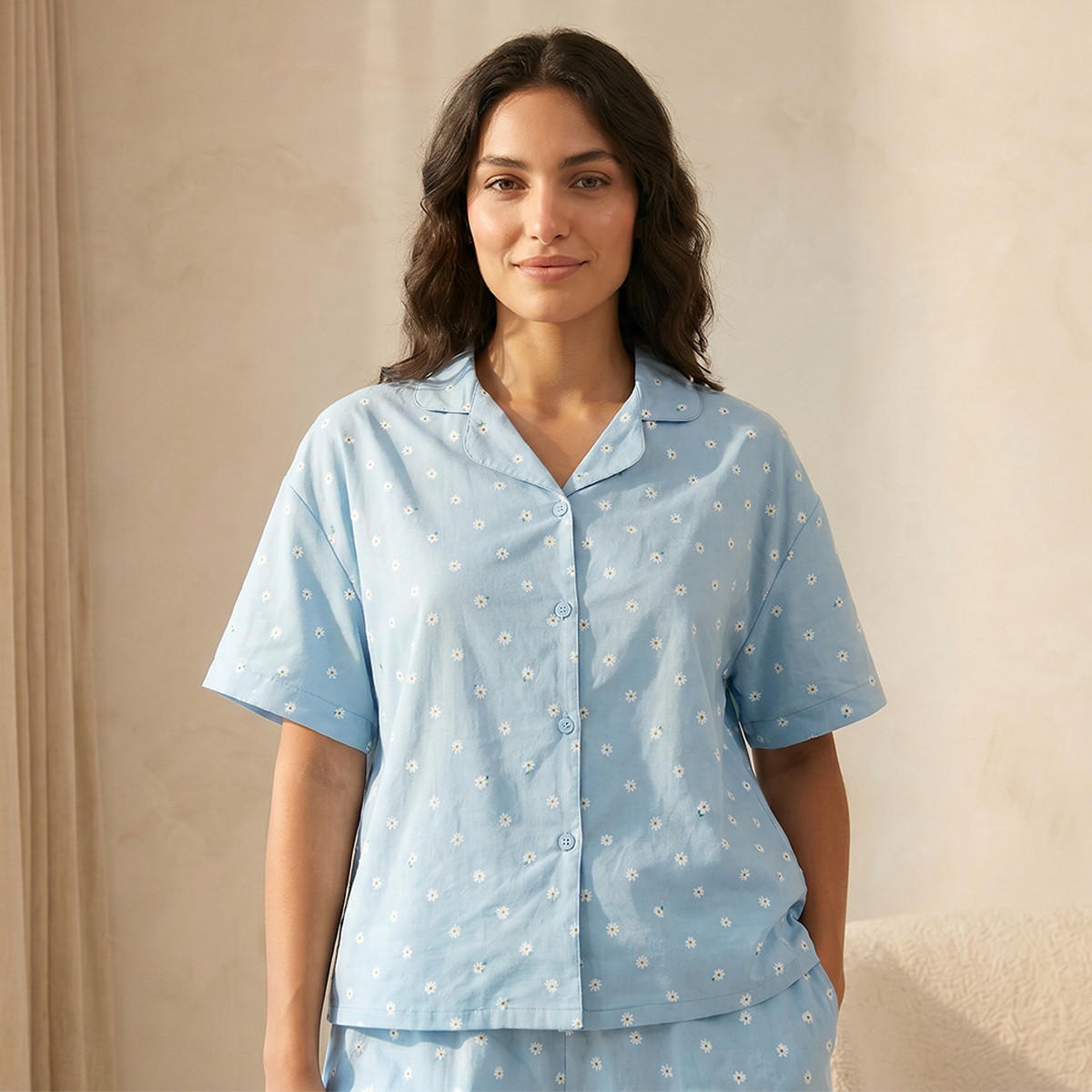 طقم بيجاما قميص وشورت فيسكوز بنقشة زهور من سبلاش انتيميتس-women-clothing-nightwear-pyjamas-shortsets-image-3