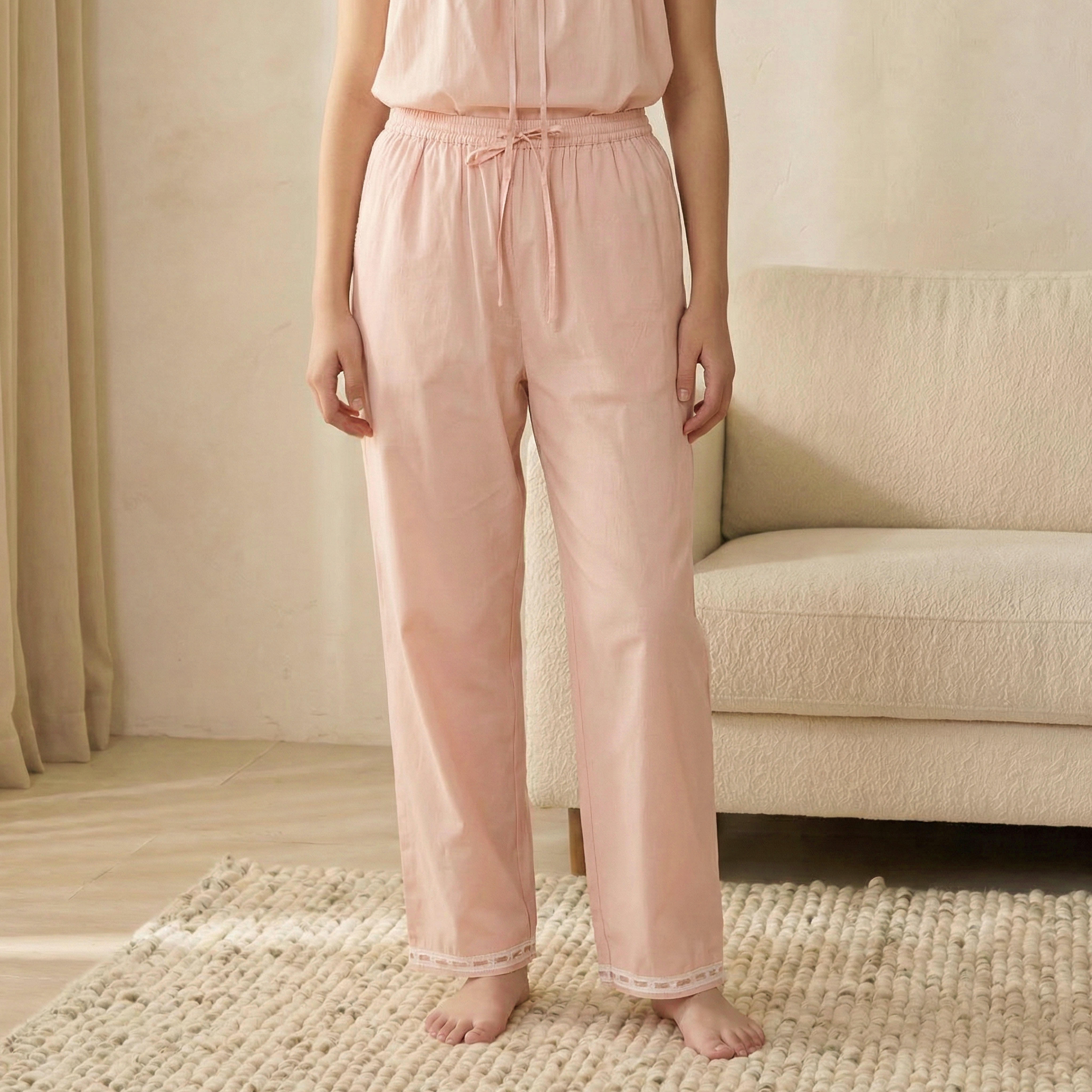 طقم بلوزة بدون أكمام وبنطلون بيجاما-women-clothing-nightwear-pyjamas-longsets-image-2