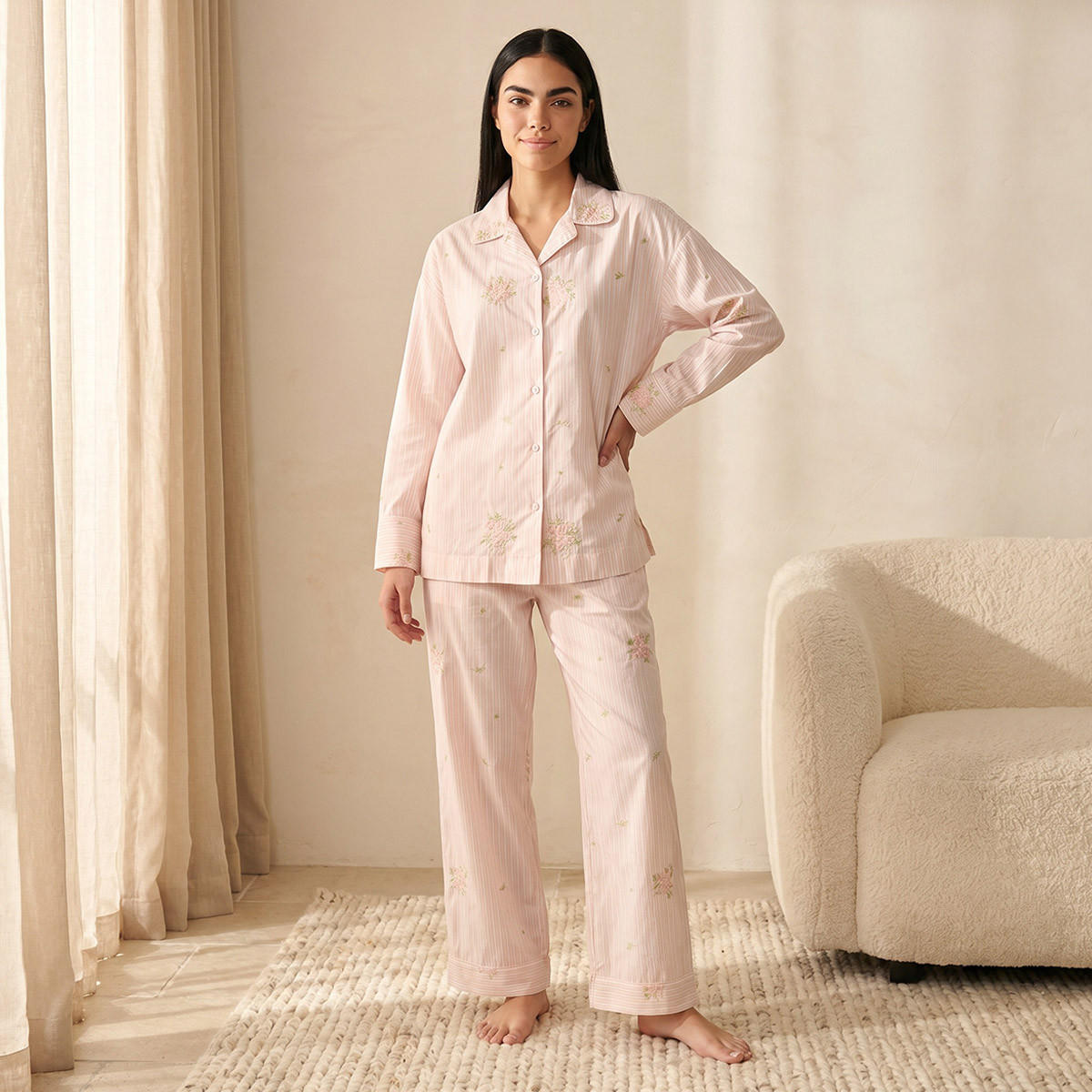 Splash Intimates Pyjama Set Button-Down Shirt & Trousers-women-clothing-nightwear-pyjamas-longsets-image-1