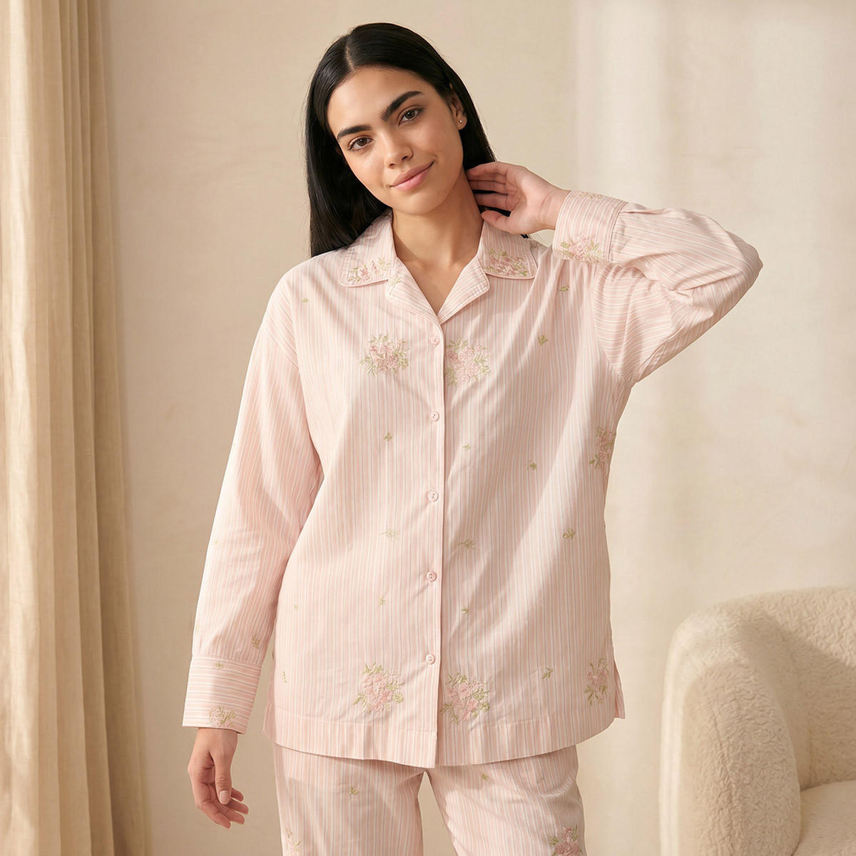 Splash Intimates Pyjama Set Button-Down Shirt & Trousers-women-clothing-nightwear-pyjamas-longsets-image-3