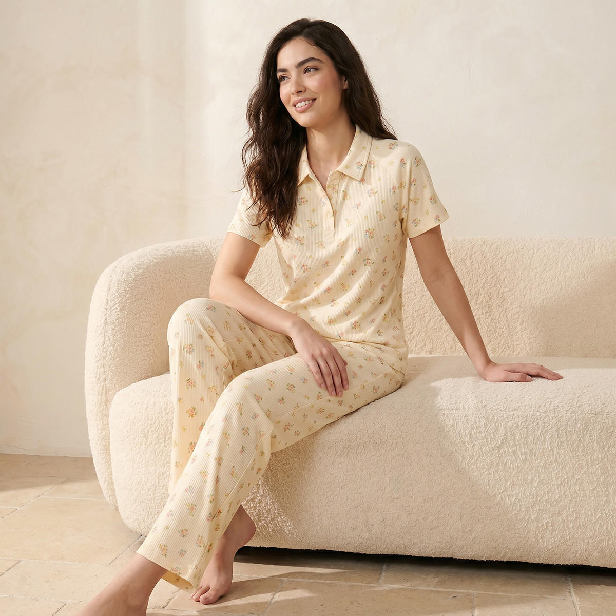 Pyjama Set Polo T-shirt & Trousers-women-clothing-nightwear-pyjamas-longsets-image-1