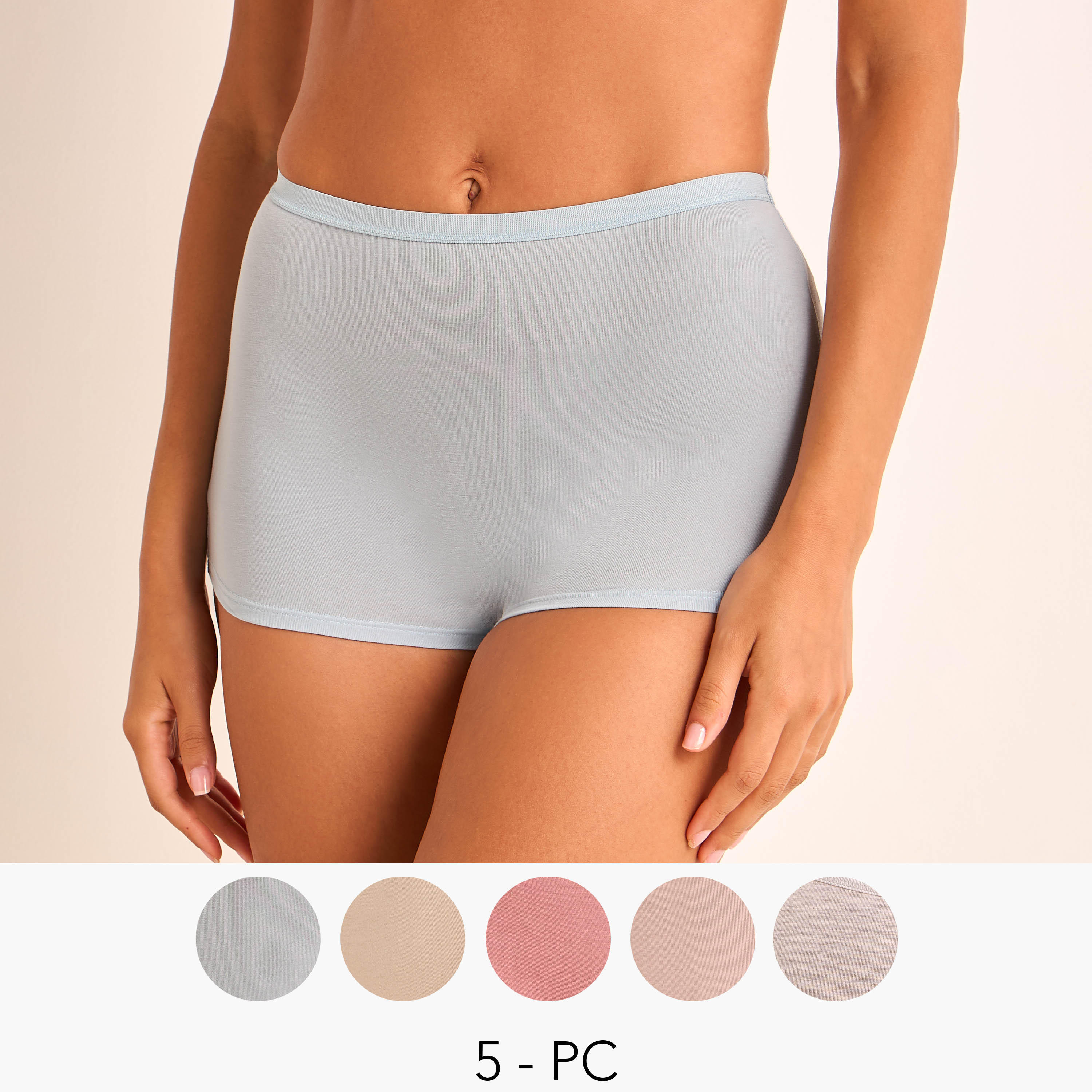 طقم سراويل داخلية بوي شورت 5 قطع بفيونكة-women-clothing-lingerie-panties-image-1