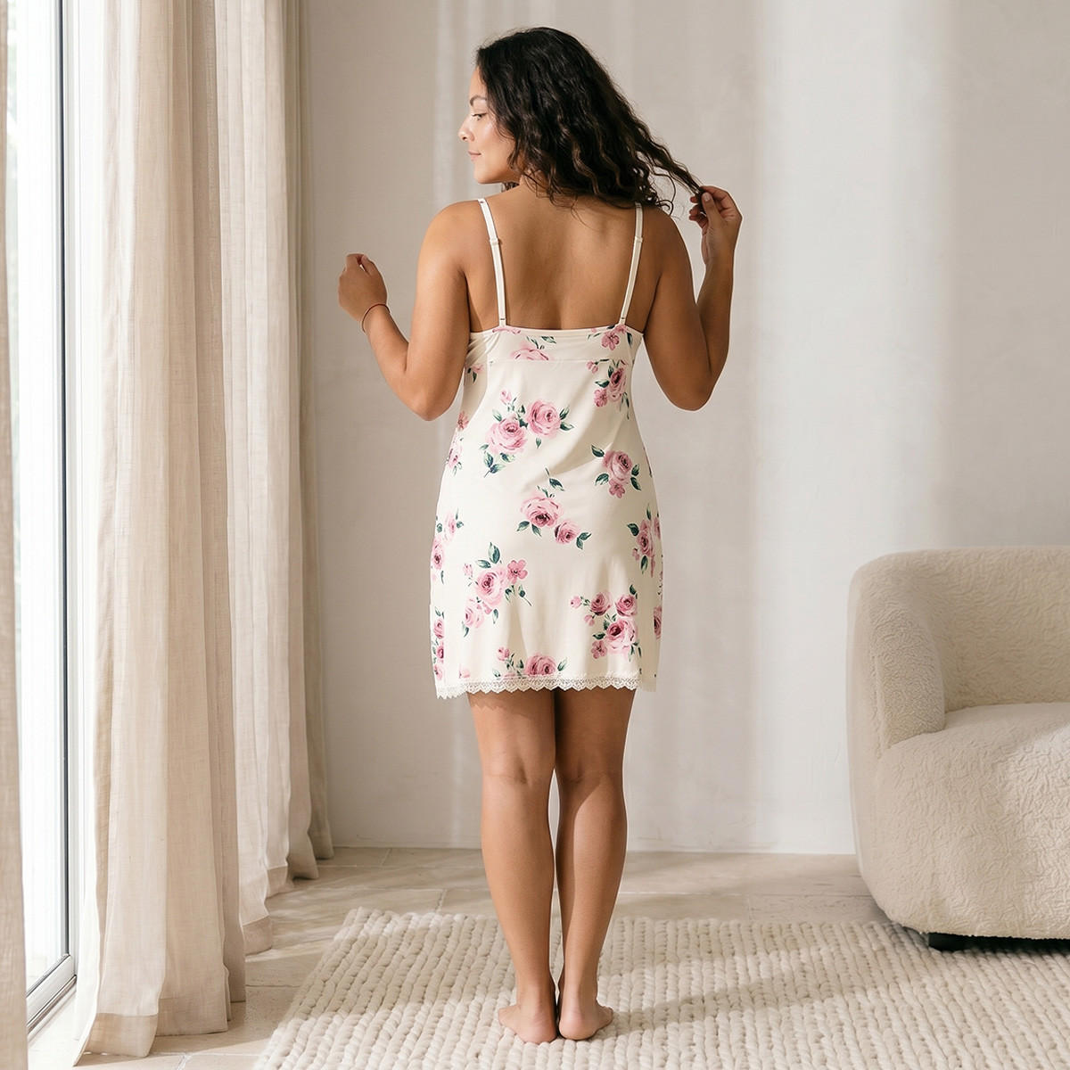 Splash Intimates Slip Night Dress Sleeveless Lace Trim-women-clothing-nightwear-nighties-image-5