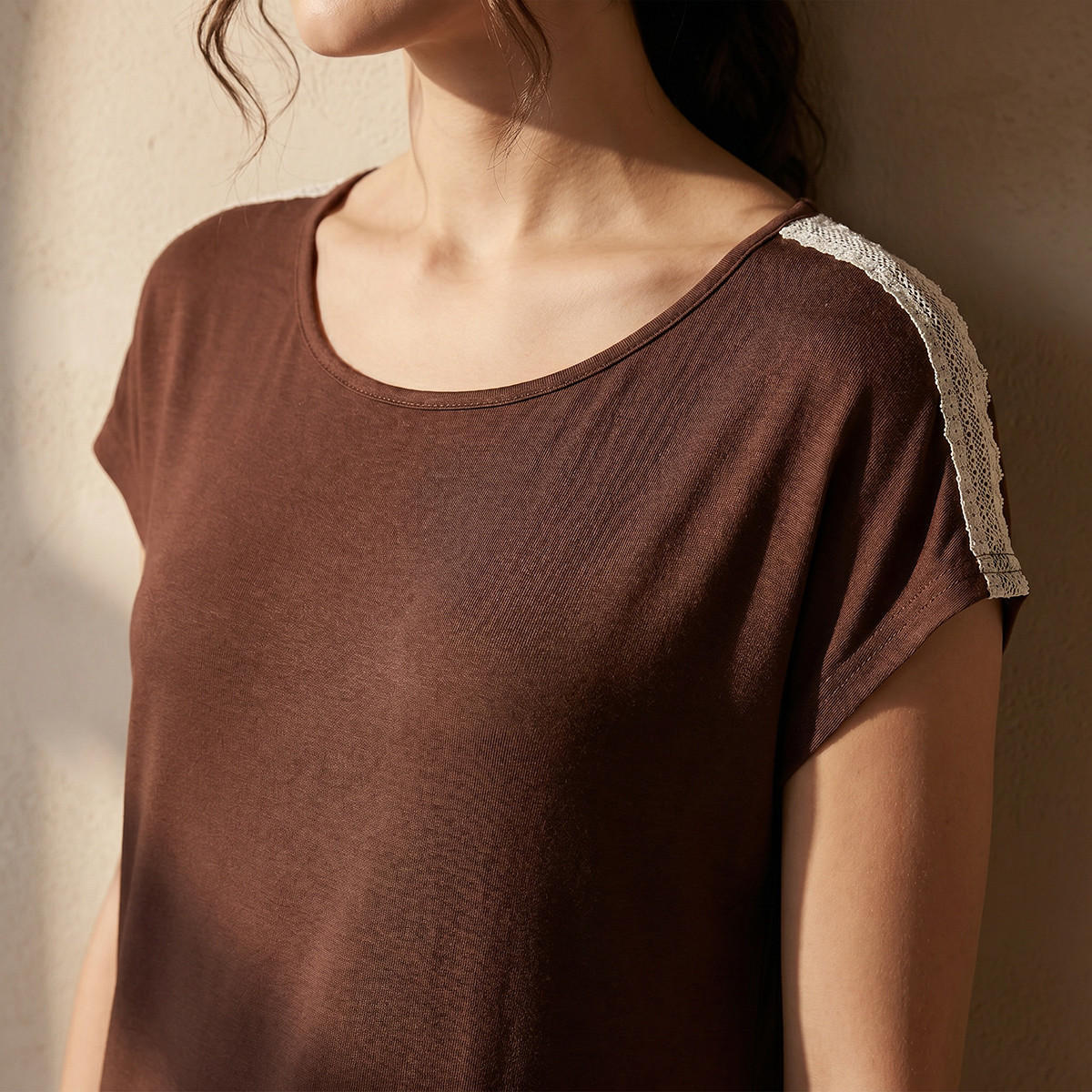 Splash Intimates Knee Length Night Dress with Short Sleeves-women-clothing-nightwear-nighties-image-5