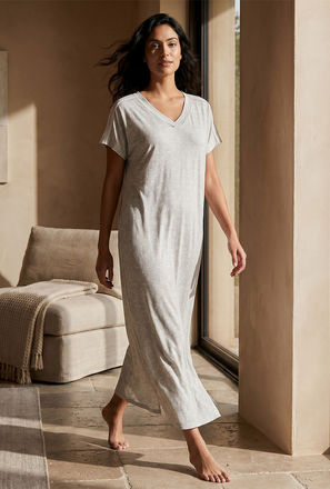 Splash Intimates Maxi Night Dress Short Sleeves V-neck-women-image-1