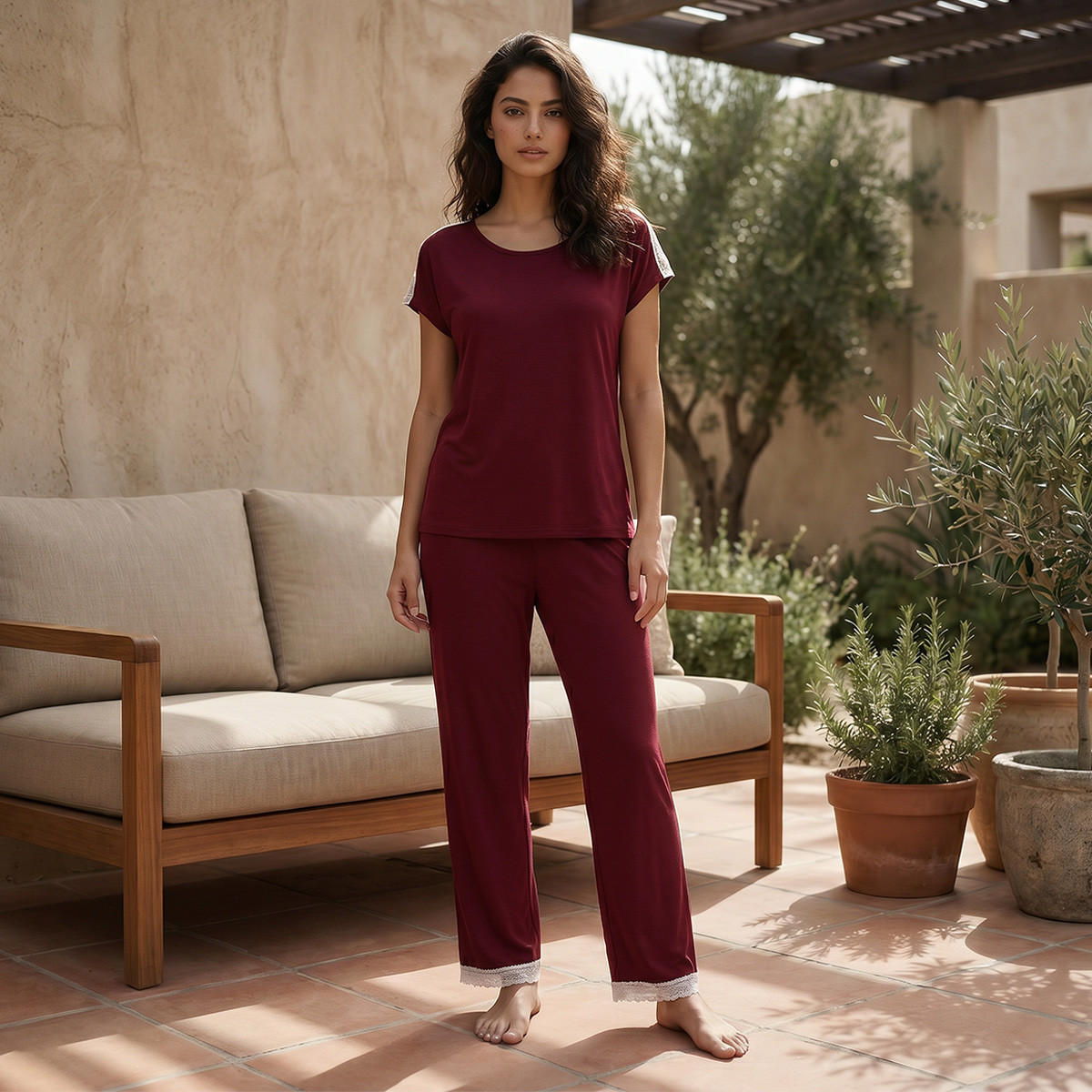 طقم بلوزة وبنطلون بيجاما من سبلاش إنتيميتس-women-clothing-nightwear-pyjamas-longsets-image-1