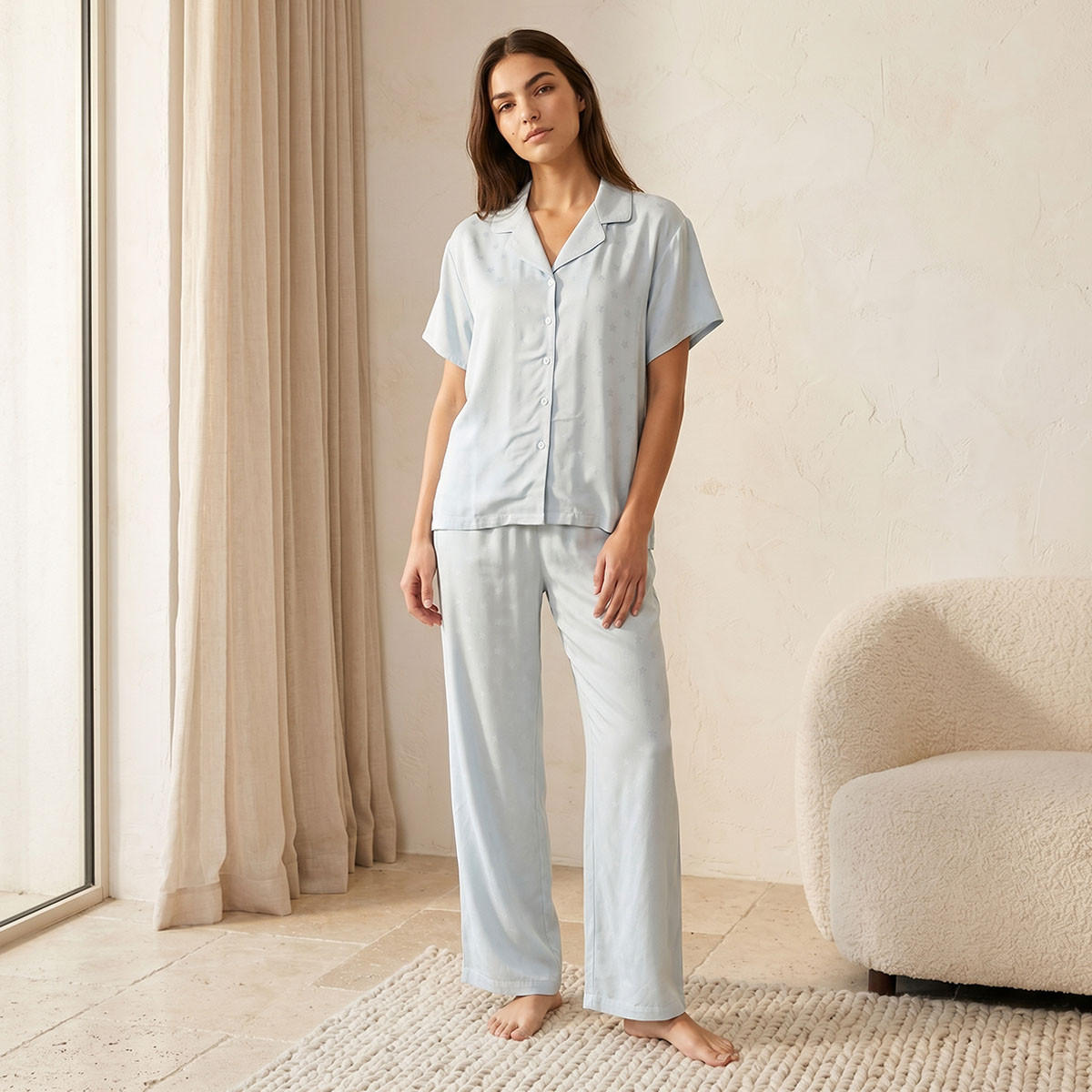 Splash Intimates Pyjama Set Button-Down Shirt & Trousers Viscose-women-clothing-nightwear-pyjamas-longsets-image-1