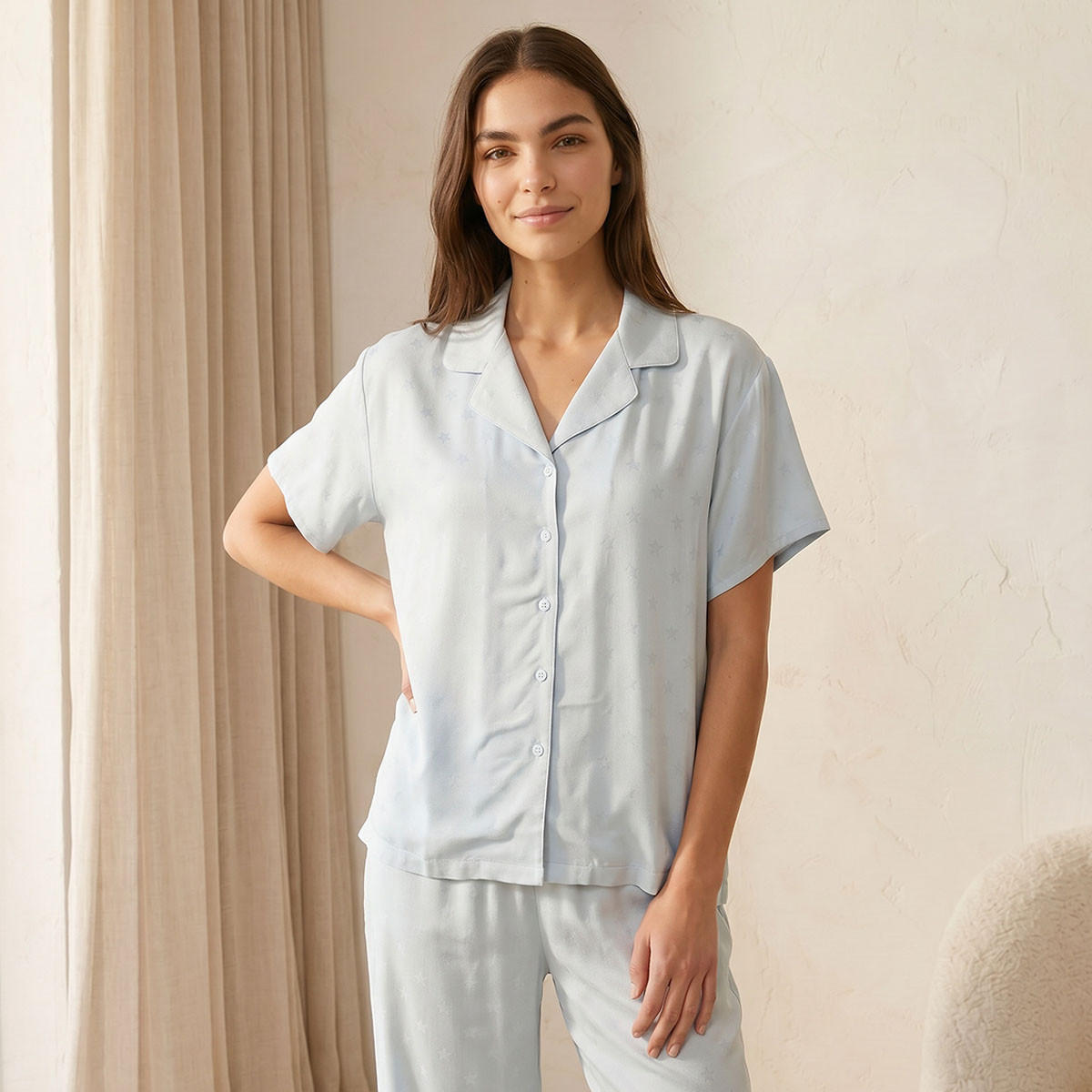 Splash Intimates Pyjama Set Button-Down Shirt & Trousers Viscose-women-clothing-nightwear-pyjamas-longsets-image-3