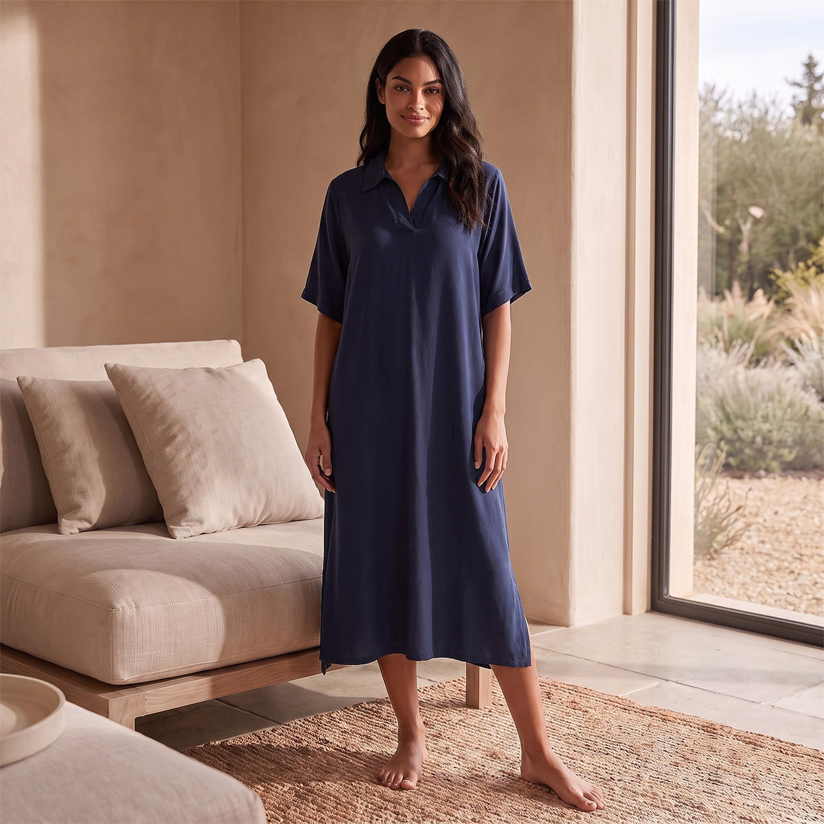 طقم من 2 - قميص نوم فيسكوز بطول ميدي وأكمام قصيرة وطبعات متنوعة من سبلاش انتيميتس-women-clothing-nightwear-nighties-image-6