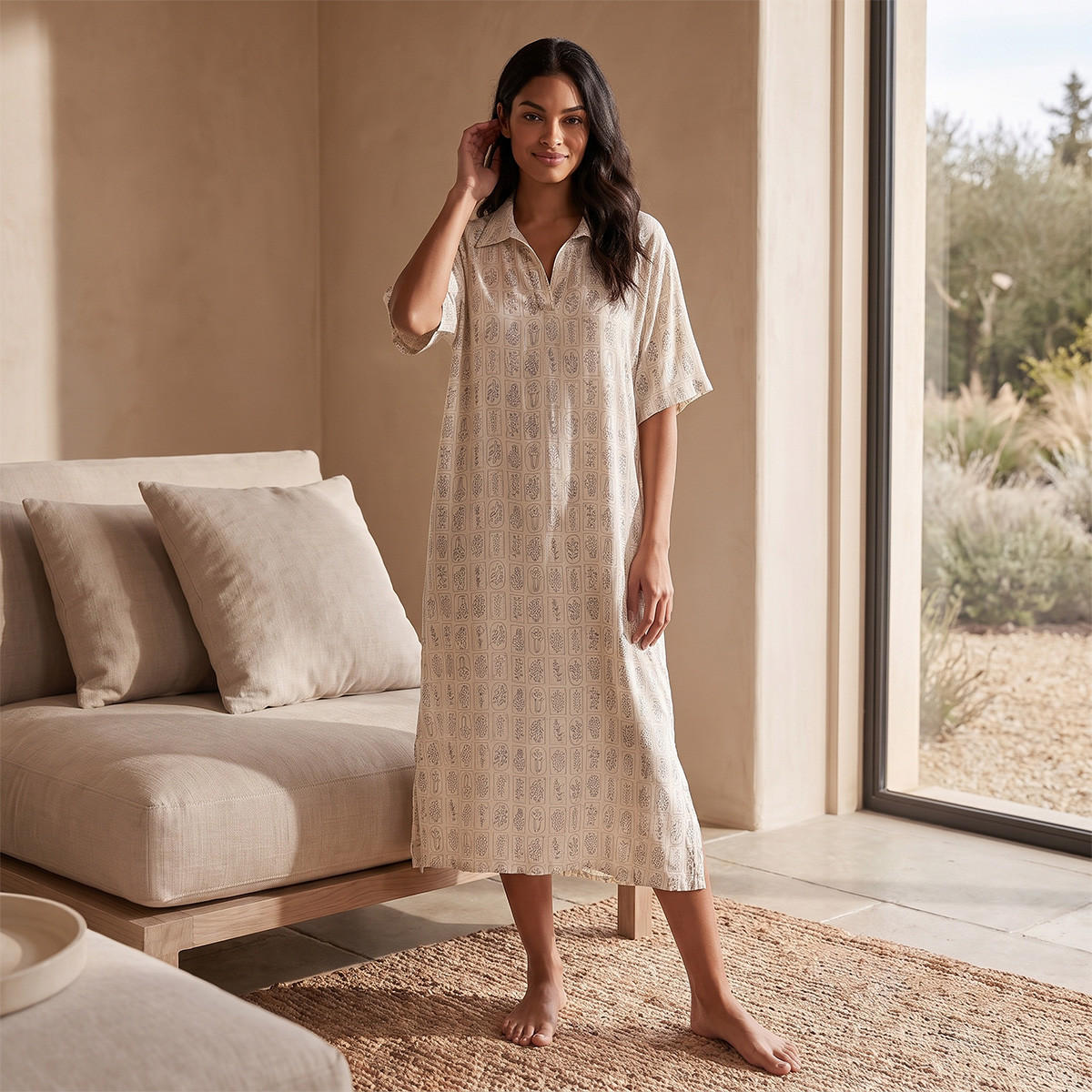 طقم من 2 - قميص نوم فيسكوز بطول ميدي وأكمام قصيرة وطبعات متنوعة من سبلاش انتيميتس-women-clothing-nightwear-nighties-image-8