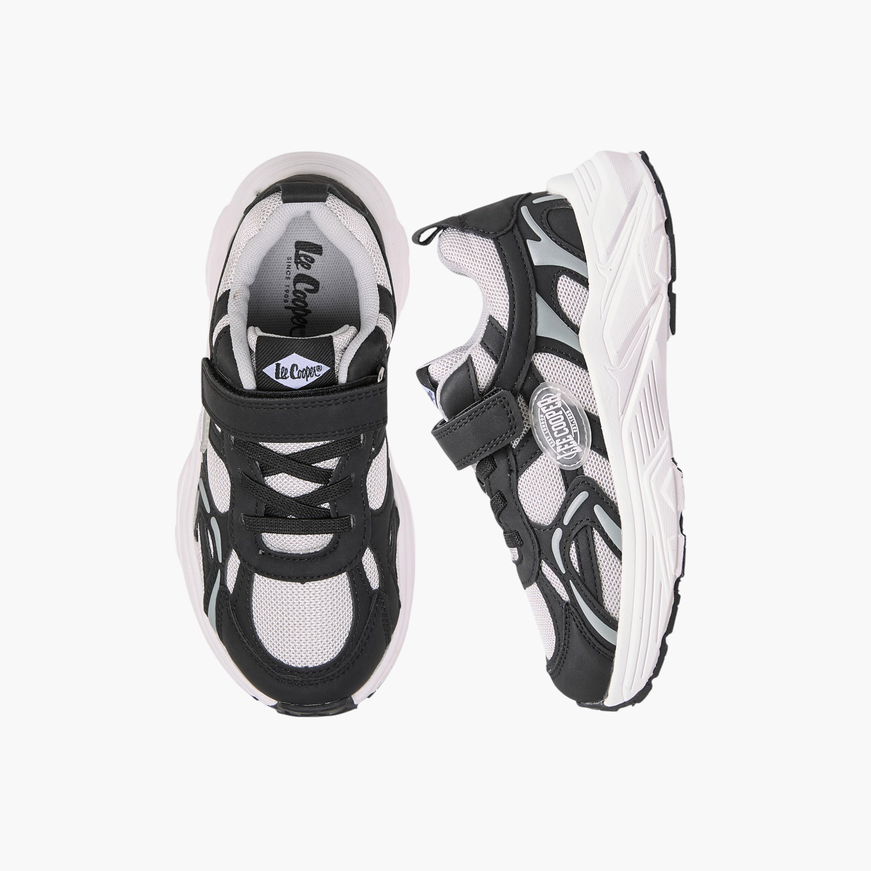 Lee Cooper Kids' Panelled Sneakers with Hook and Loop Closure-boys-shoes-sneakers-image-1