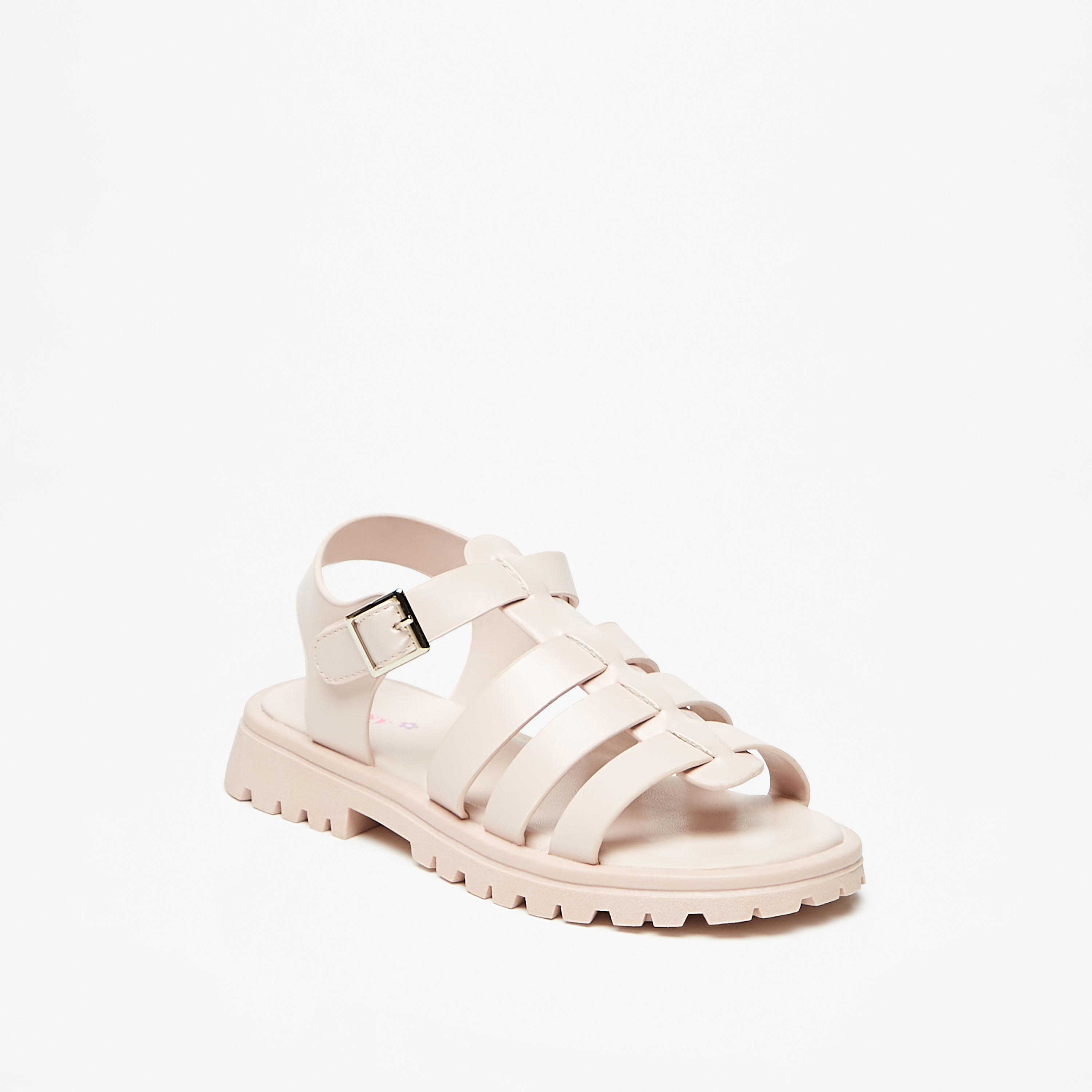 Little Missy Solid Open Toe Sandals with Buckle Closure-girls-shoes-sandals-image-1