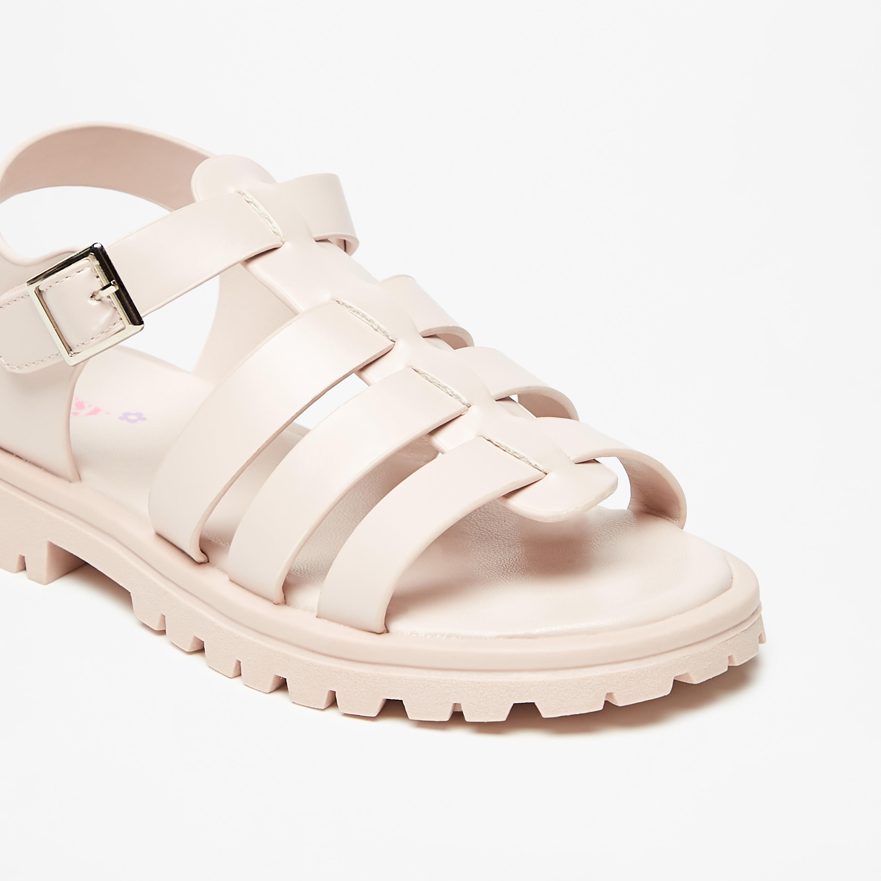 Little Missy Solid Open Toe Sandals with Buckle Closure-girls-shoes-sandals-image-5