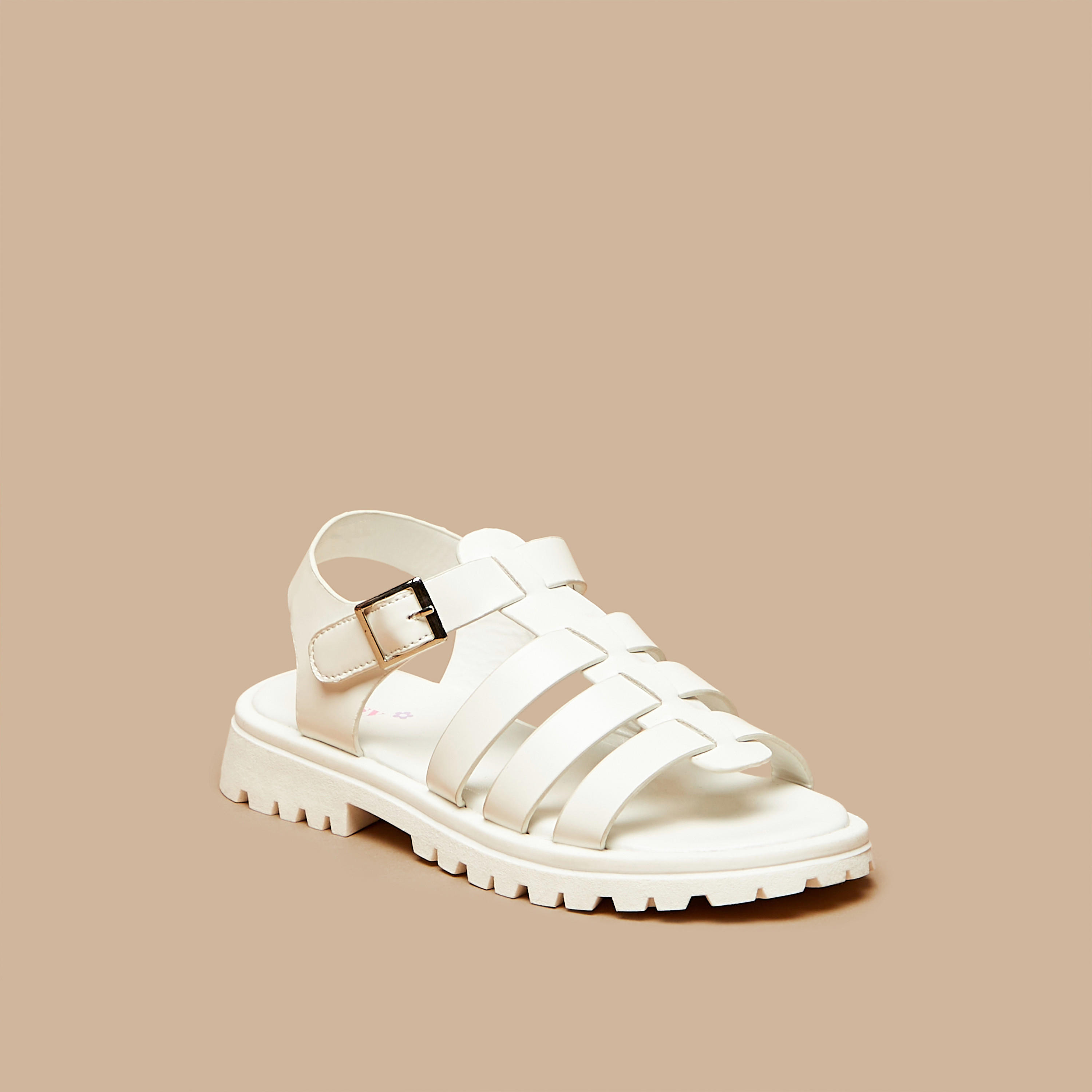Little Missy Solid Open Toe Sandals with Buckle Closure-girls-shoes-sandals-image-1