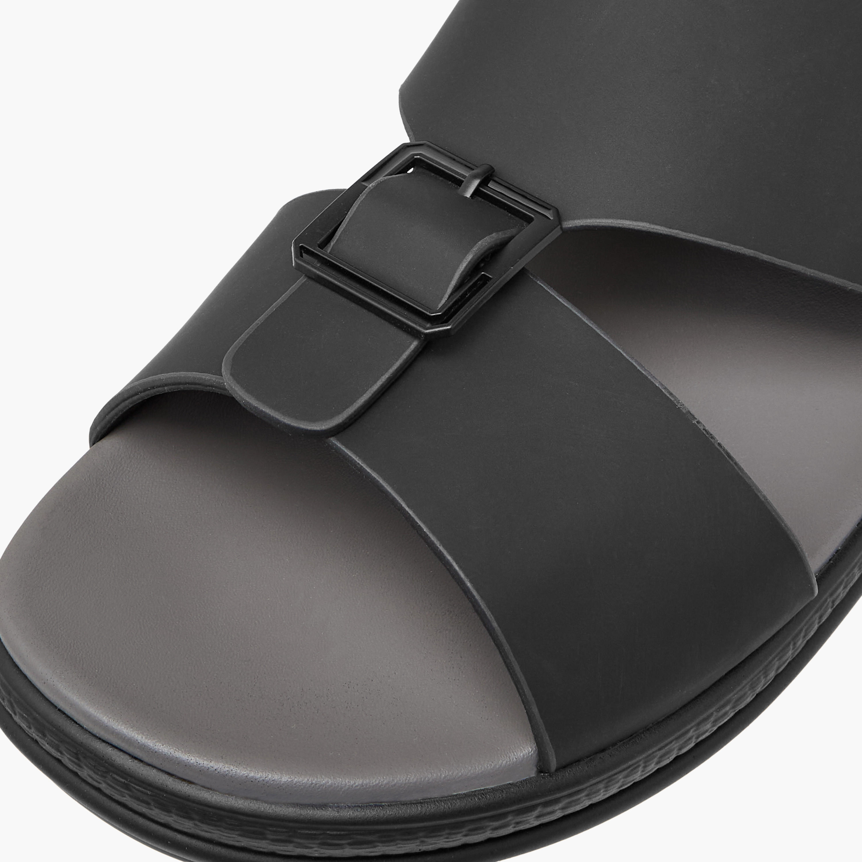 LBL by Shoexpress Buckle Accent Slip-On Sandals-men-shoes-sandals-image-4