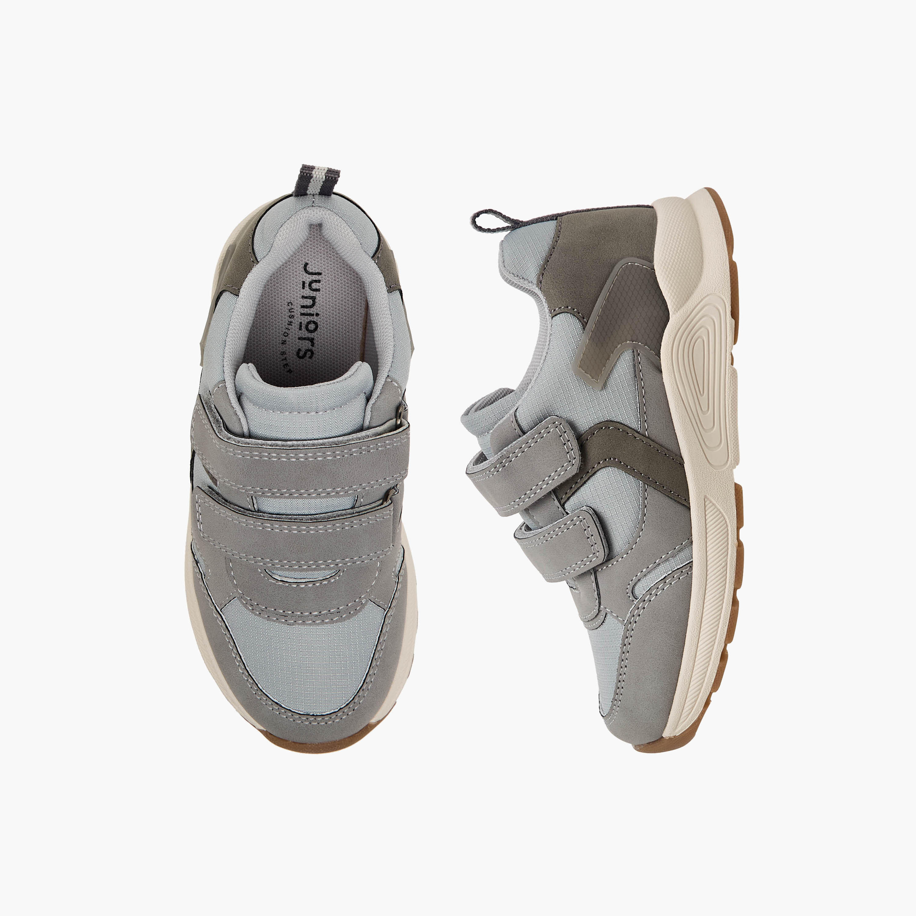 Juniors Kids Panelled Sneakers with Hook and Loop Closure-boys-shoes-sneakers-image-1