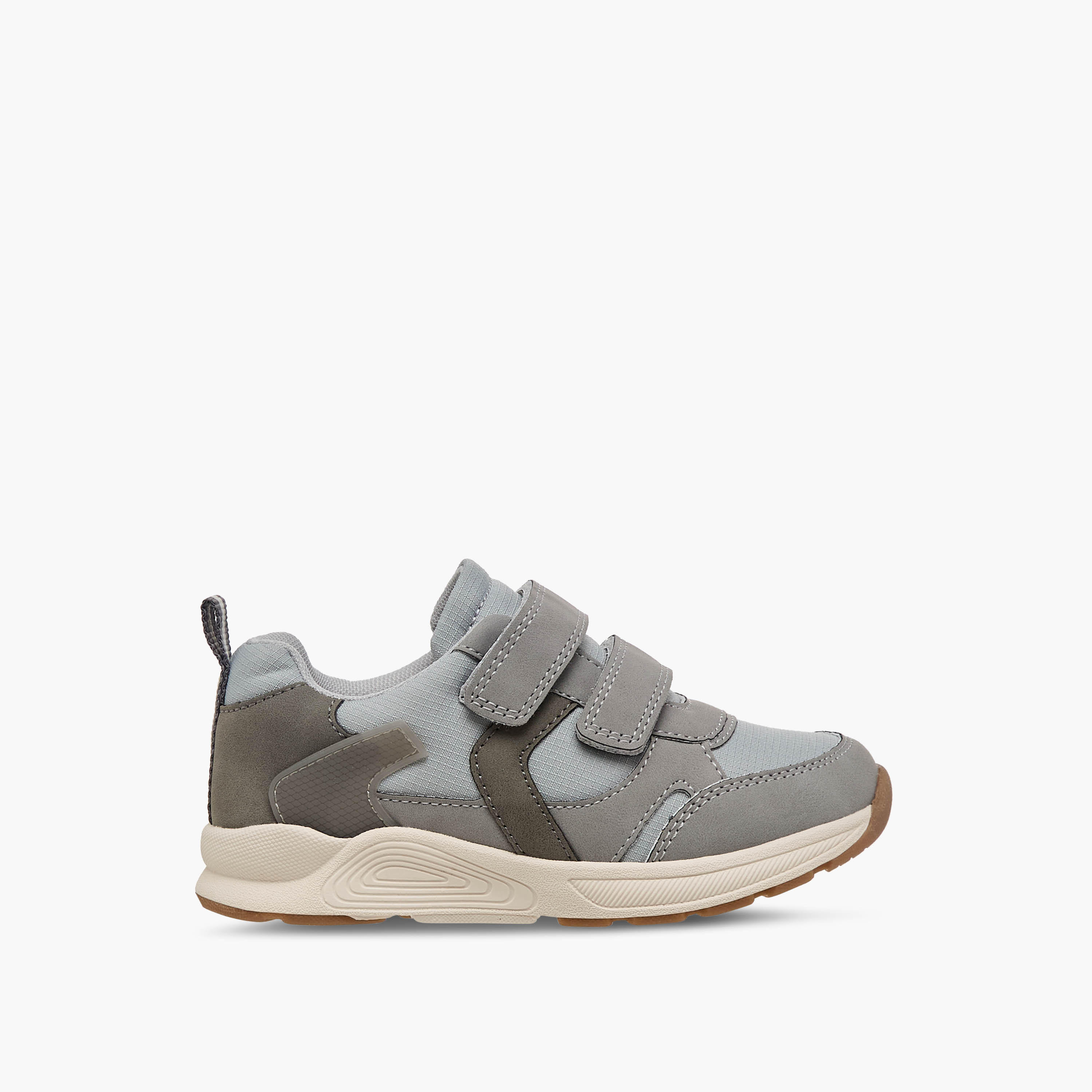 Juniors Kids Panelled Sneakers with Hook and Loop Closure-boys-shoes-sneakers-image-3