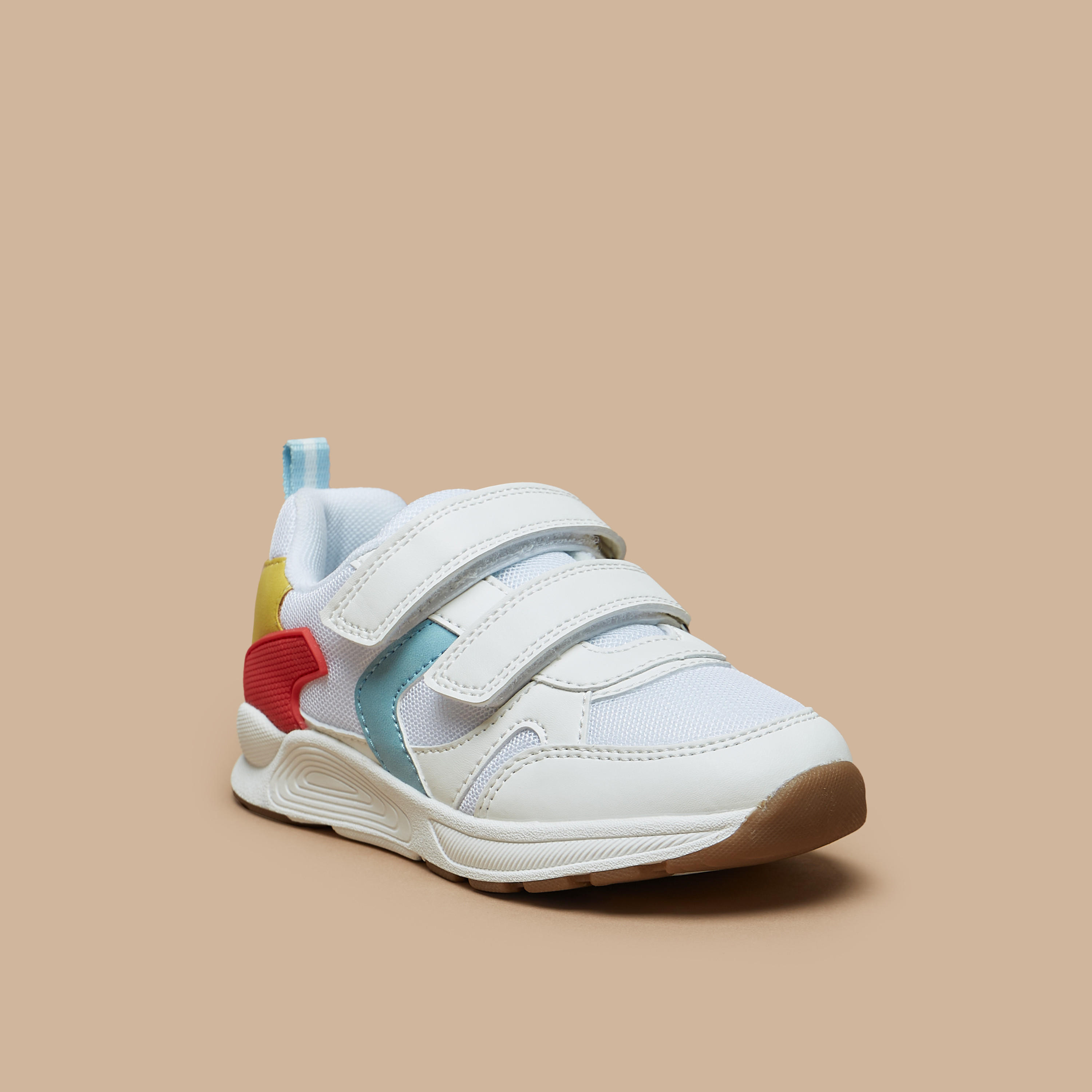 Juniors Kids Panelled Sneakers with Hook and Loop Closure-boys-shoes-sneakers-image-1