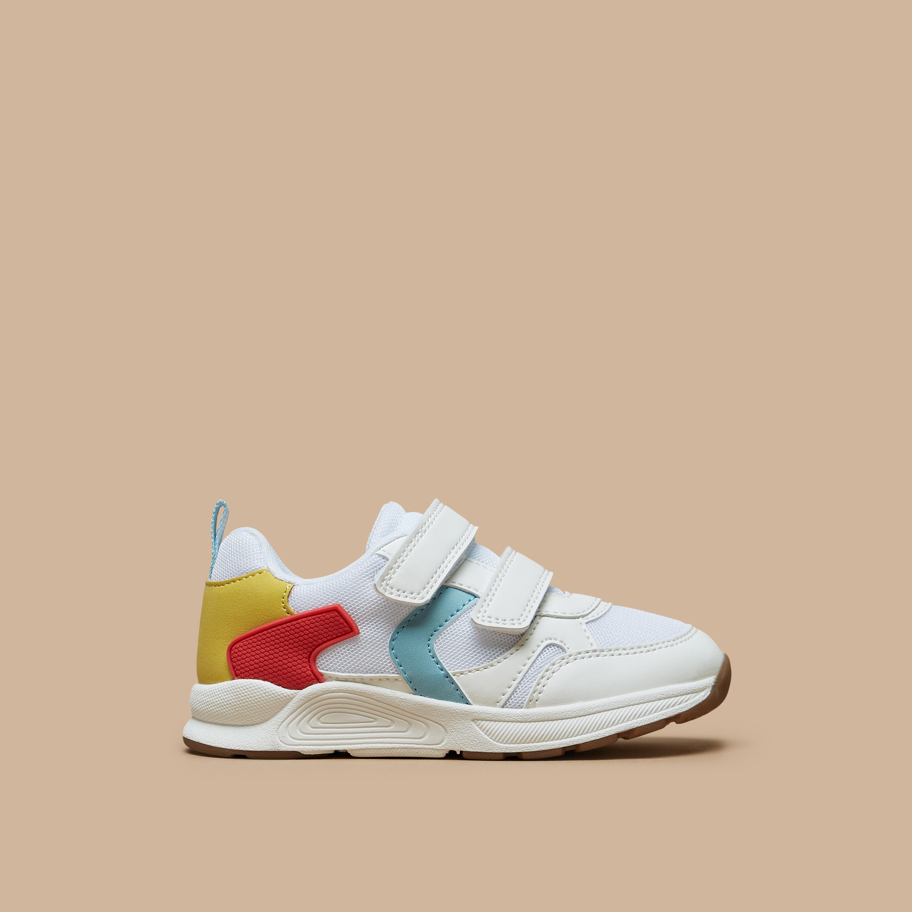 Juniors Kids Panelled Sneakers with Hook and Loop Closure-boys-shoes-sneakers-image-3