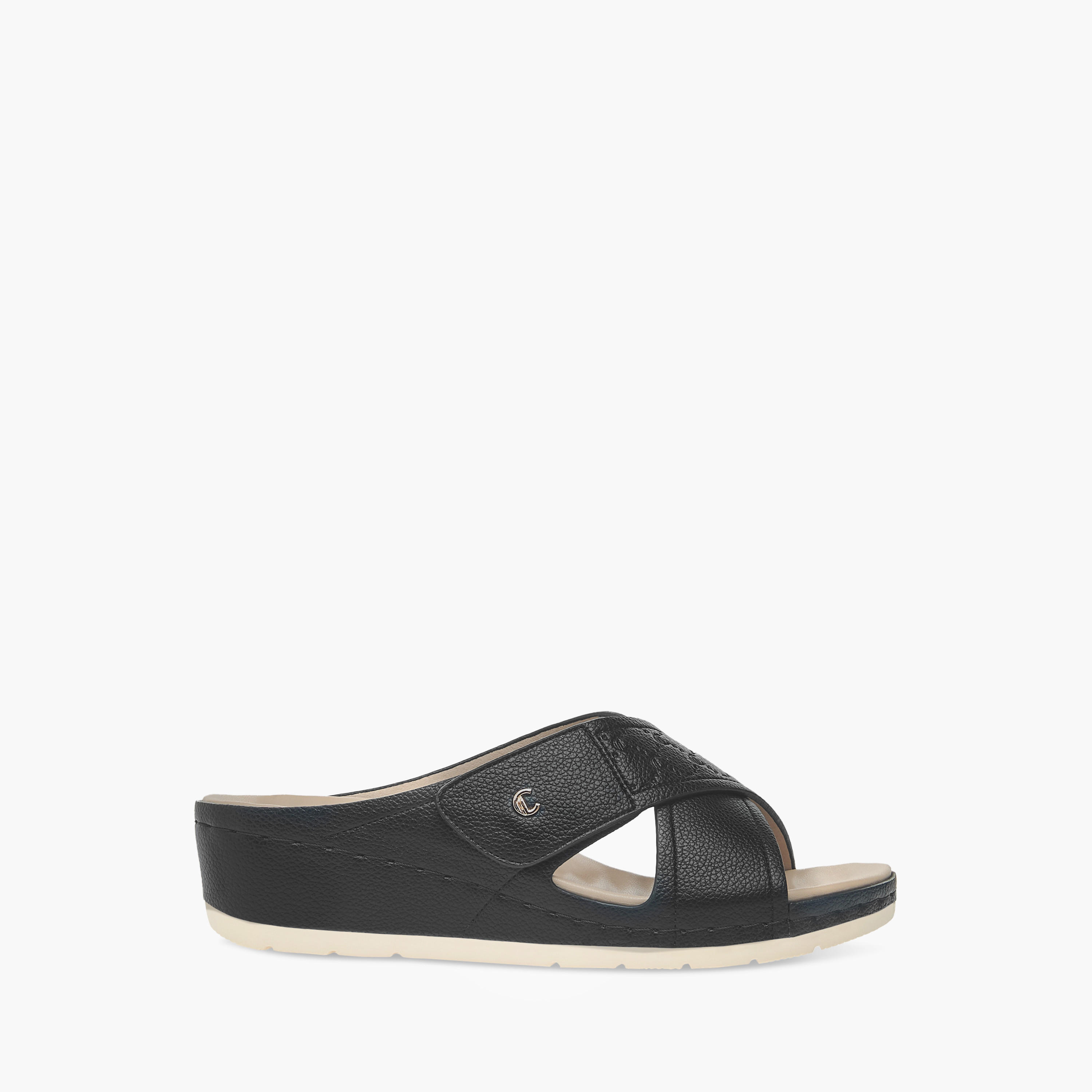 Le Confort Textured Slip-On Cross Strap Sandals-women-shoes-sandals-heeled-image-9