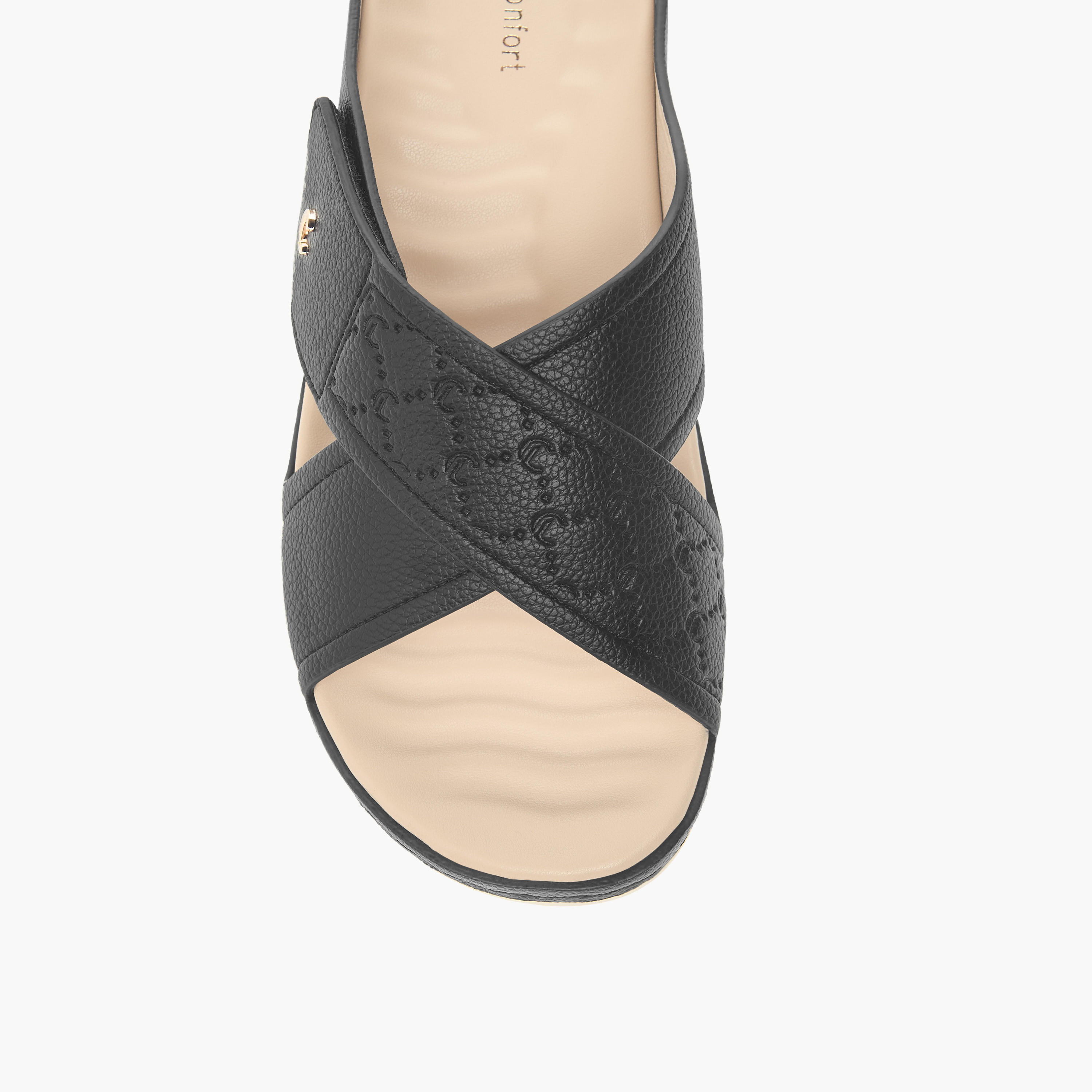 Le Confort Textured Slip-On Cross Strap Sandals-women-shoes-sandals-heeled-image-10