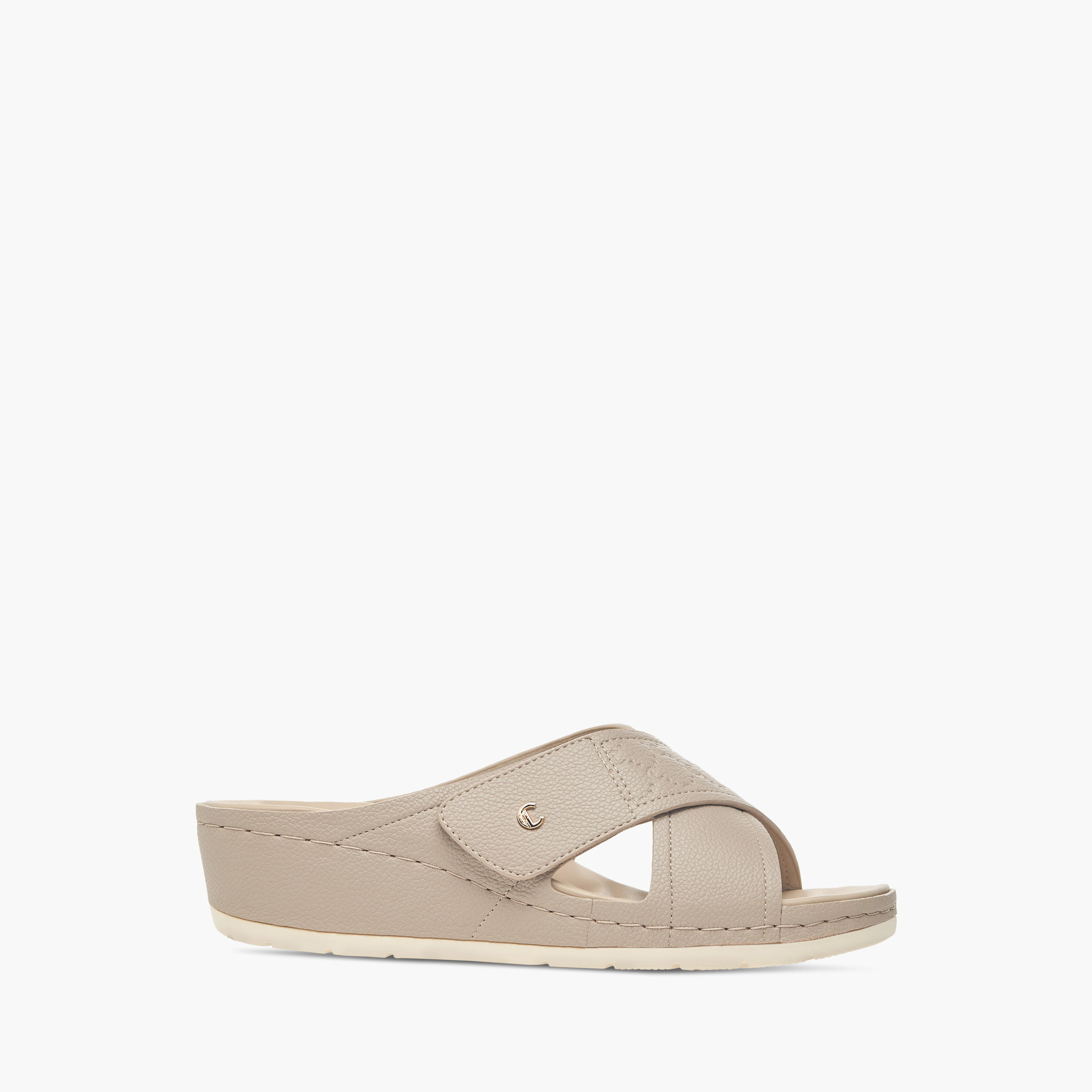 Le Confort Textured Slip-On Cross Strap Sandals-women-shoes-sandals-heeled-image-3