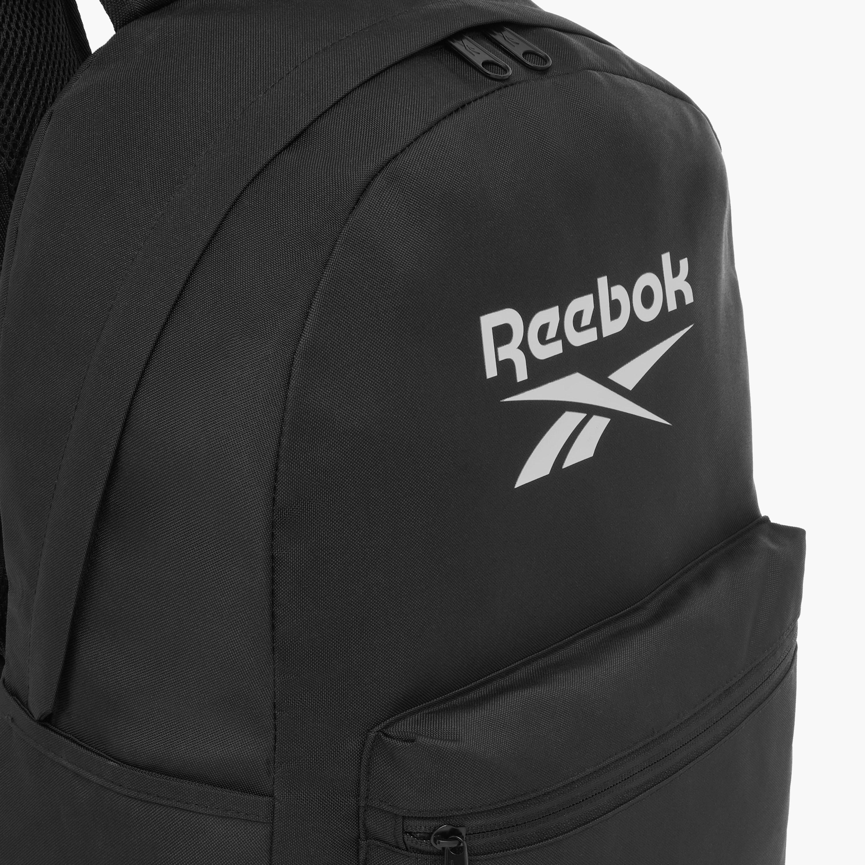 Shop Reebok Logo Print Backpack with Adjustable Straps and Zip Closure ...
