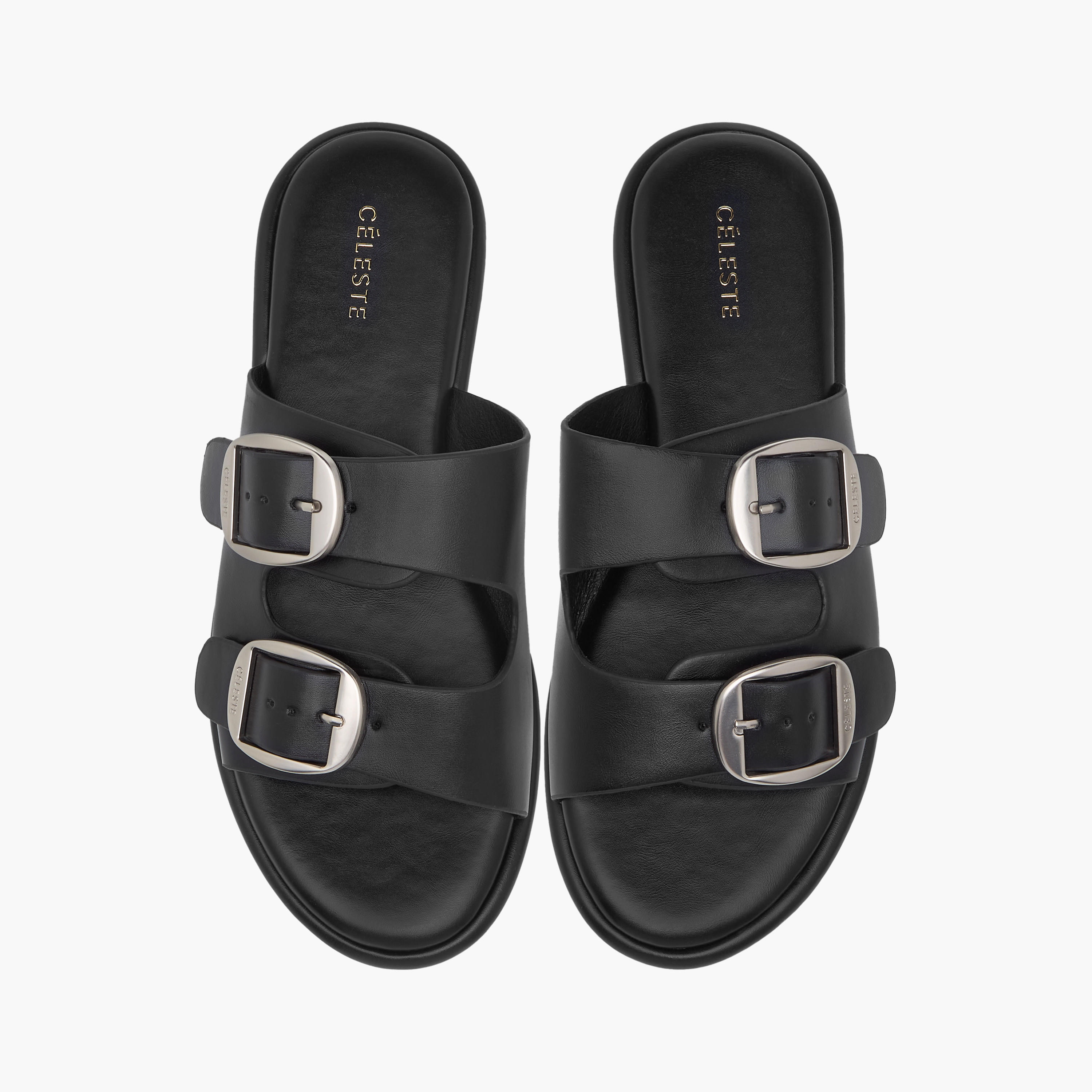 Celeste Women's Buckle Accent Slip-On Sandals-women-shoes-flats-sandals-image-1