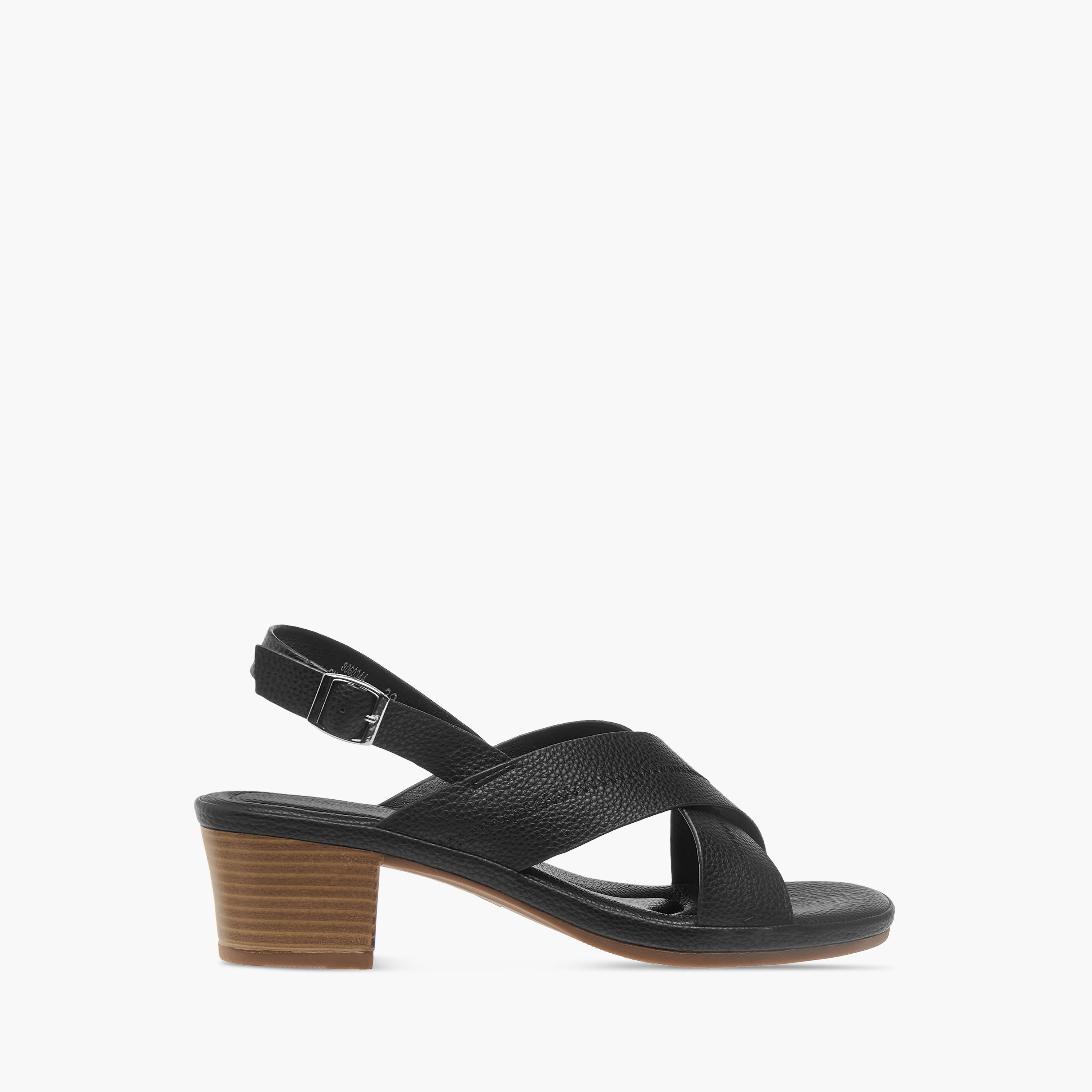 صندل مريح بارز الملمس بحزام متقاطع وكعب سميك وإبزيم إغلاق من فلورا بيلا-women-shoes-sandals-heeled-image-3