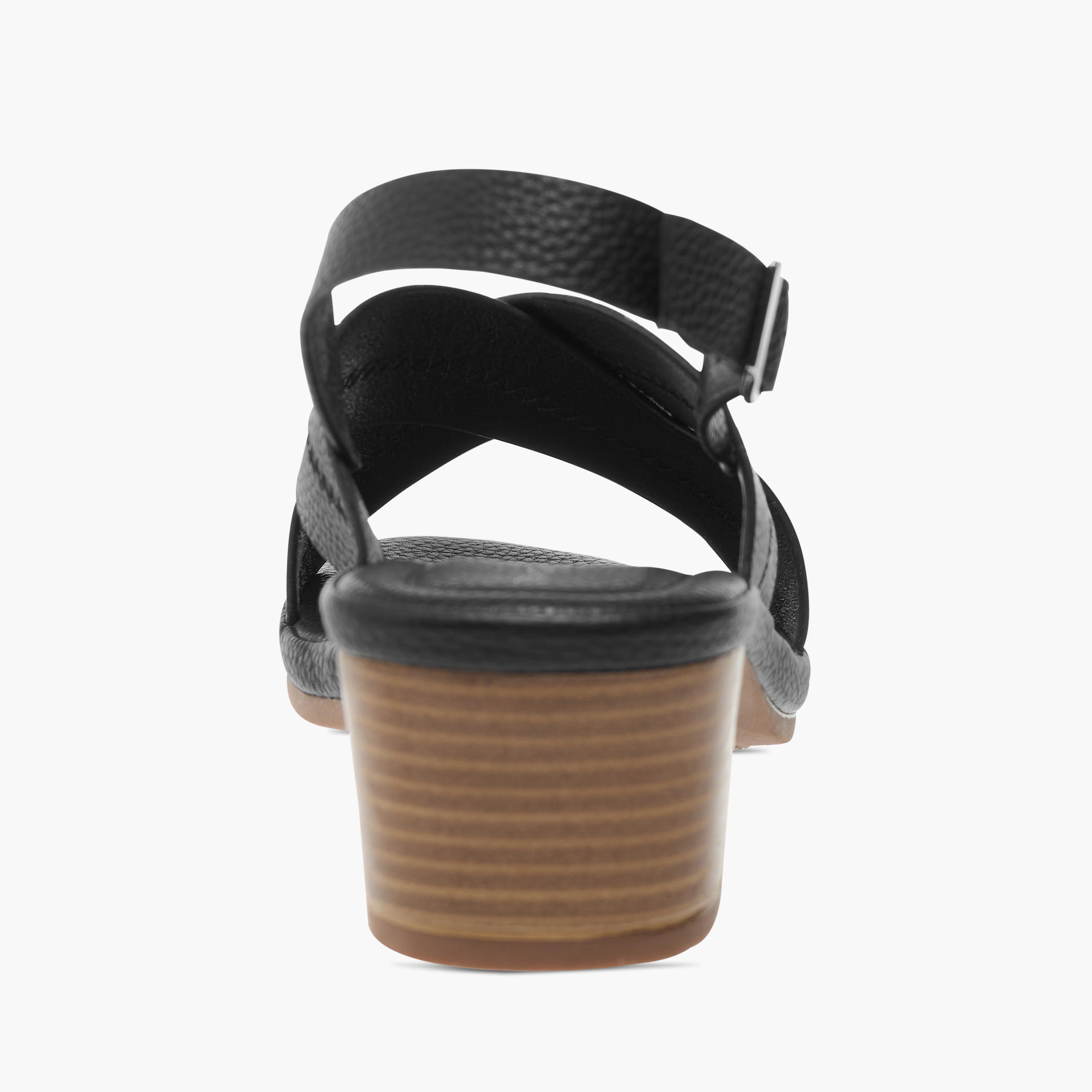 صندل مريح بارز الملمس بحزام متقاطع وكعب سميك وإبزيم إغلاق من فلورا بيلا-women-shoes-sandals-heeled-image-5