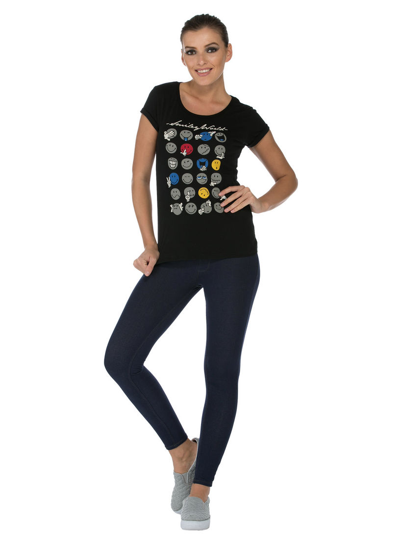 Smiley World Printed T-shirt-women-clothing-tshirts-image-1
