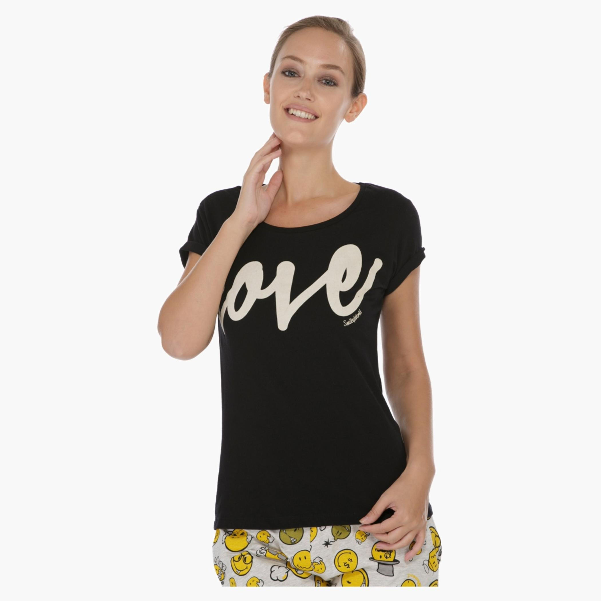 Smiley World Printed T-shirt-women-clothing-tshirts-image-5