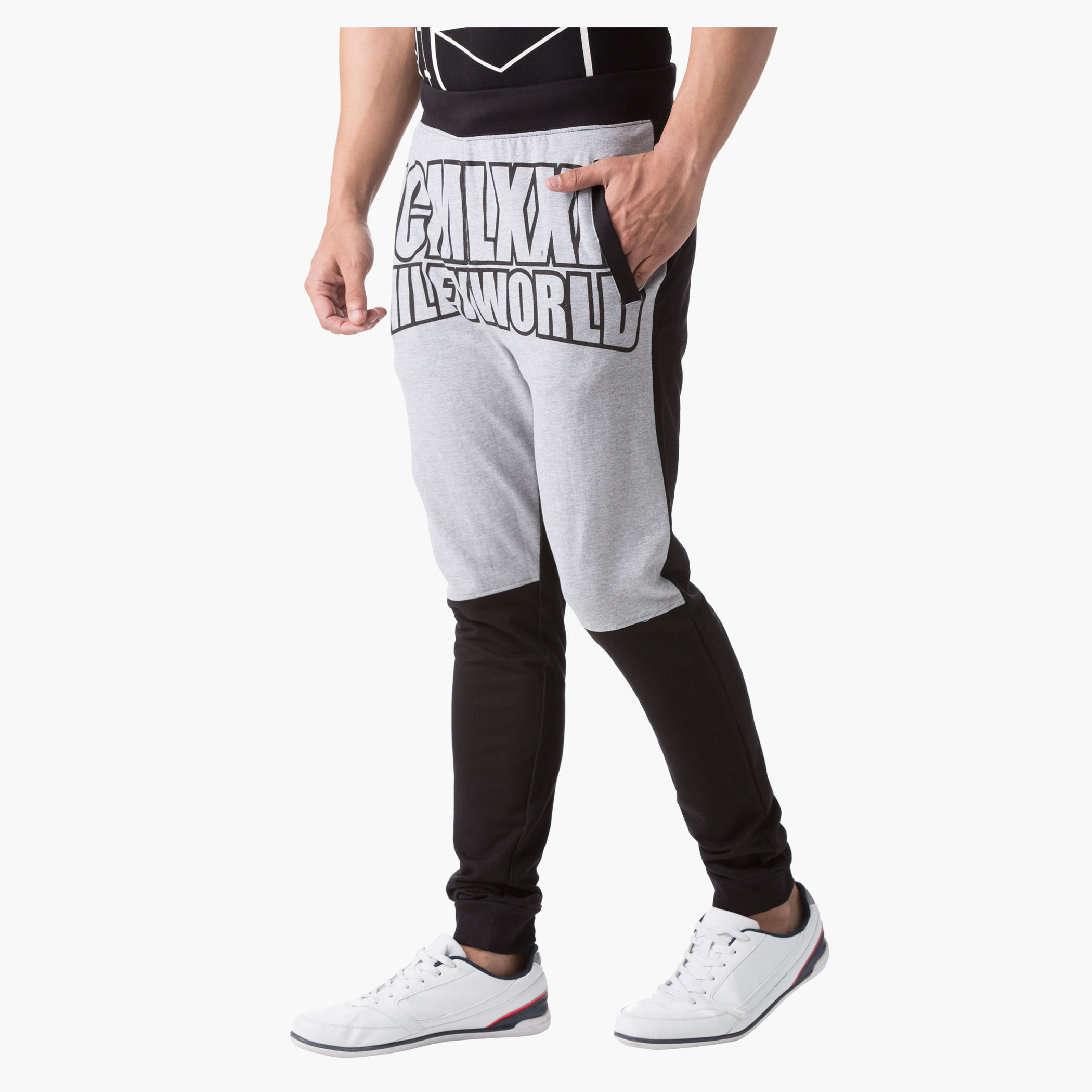 Smiley World Melange Graphic Print Pants in Slim Fit-men-clothing-bottoms-joggers-image-3