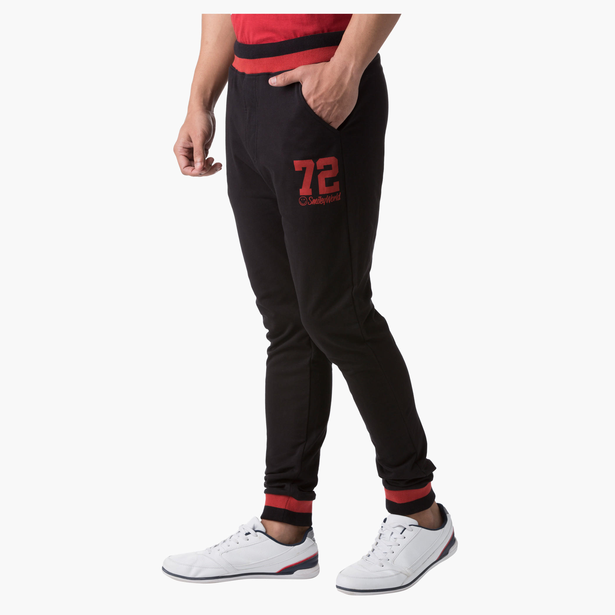 Smiley World Printed Pants with Contrast Tipping in Slim Fit-men-clothing-bottoms-joggers-image-3